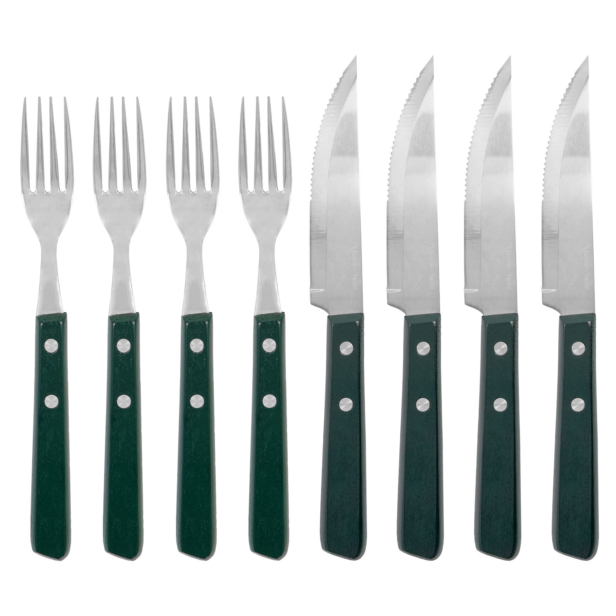 Nicolas Vahé Steakkniv- Og Gaffelsæt   Dele  Grøn