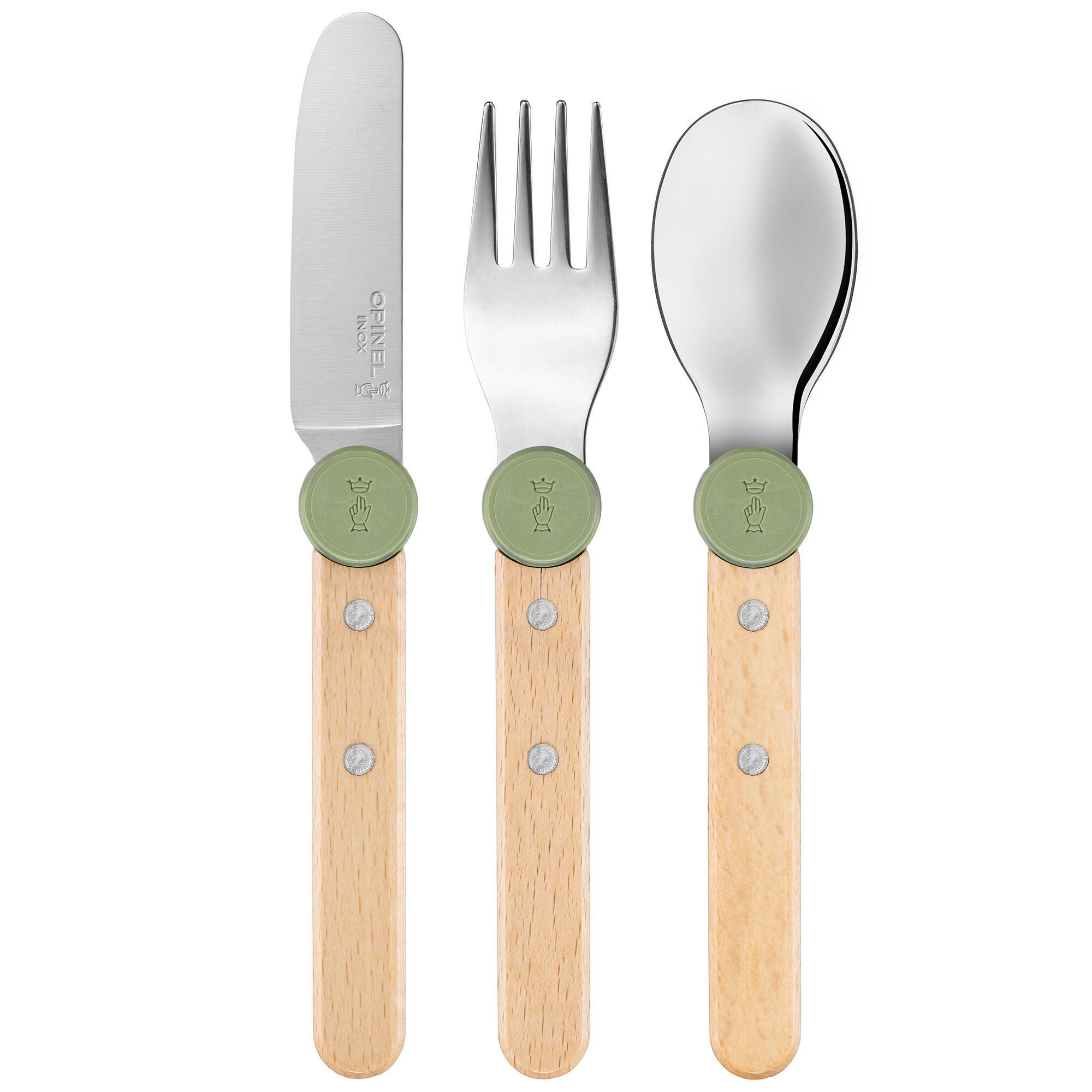 Opinel Le Petit Gourmet Børnebestik  Olivengrøn