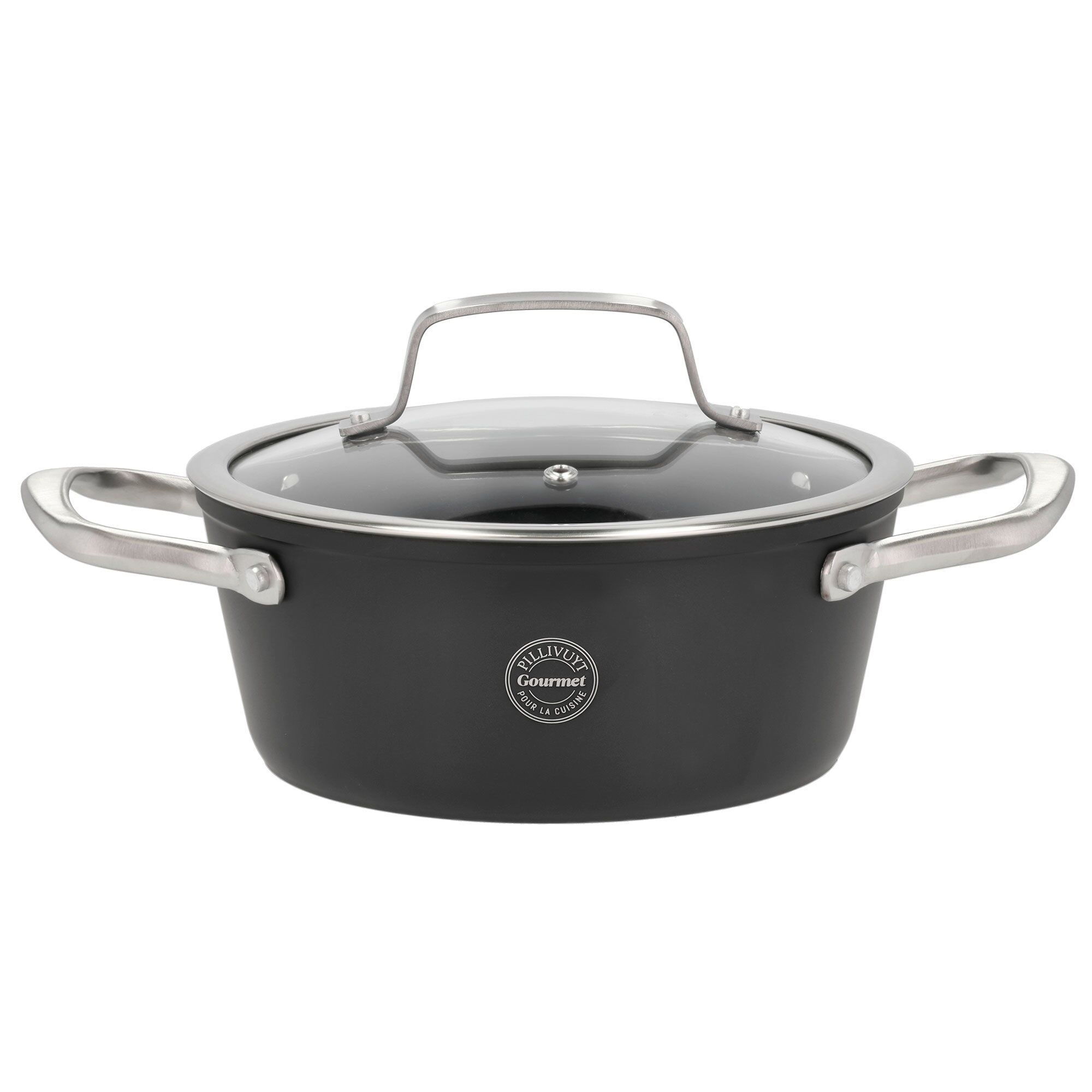 Pillivuyt Travo Gryde Med Glaslåg     Liter 20 Cm  Sort Aluminium