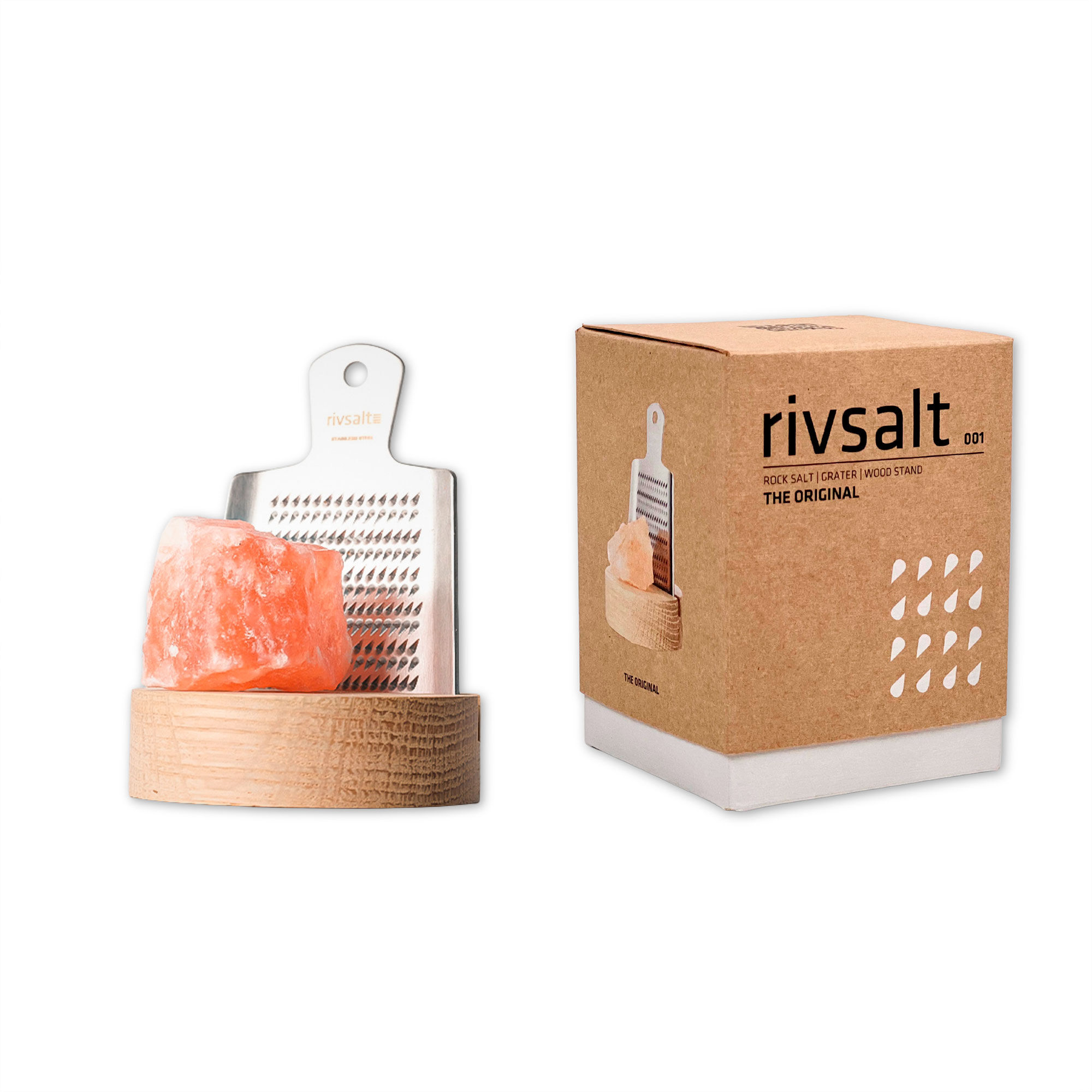 Rivsalt Original Sæt Med Rivejern  Saltsten Og Bordstativ   Eg