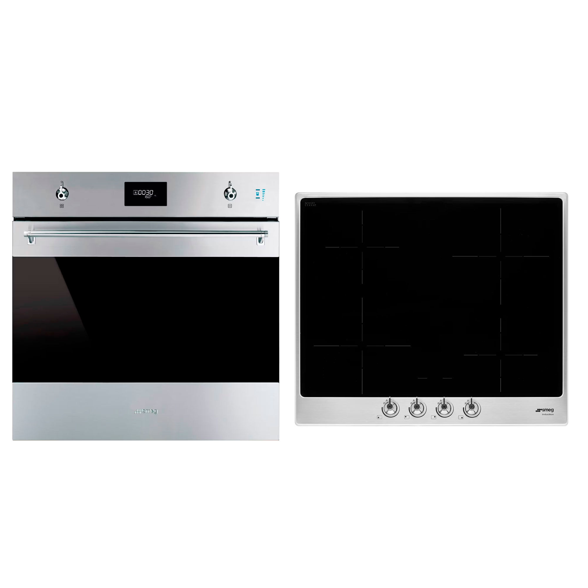 Smeg Classic Indbygningsovn   Induktionskogeplade 60 Cm  Rustfrit Stål