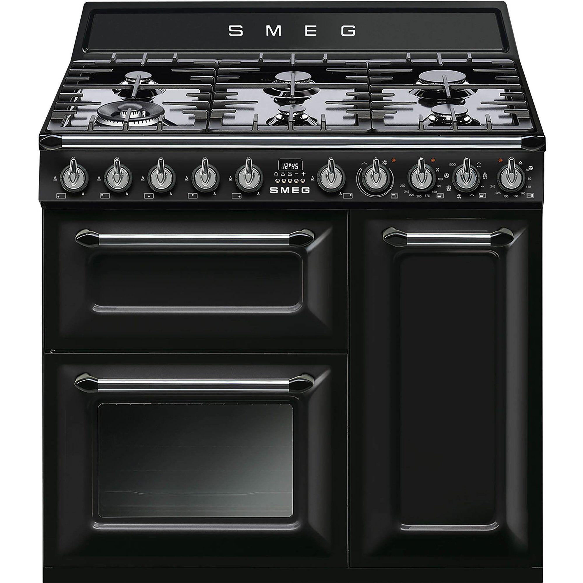 Smeg 90cm Victoria Gaskomfur      Ovne  Sort