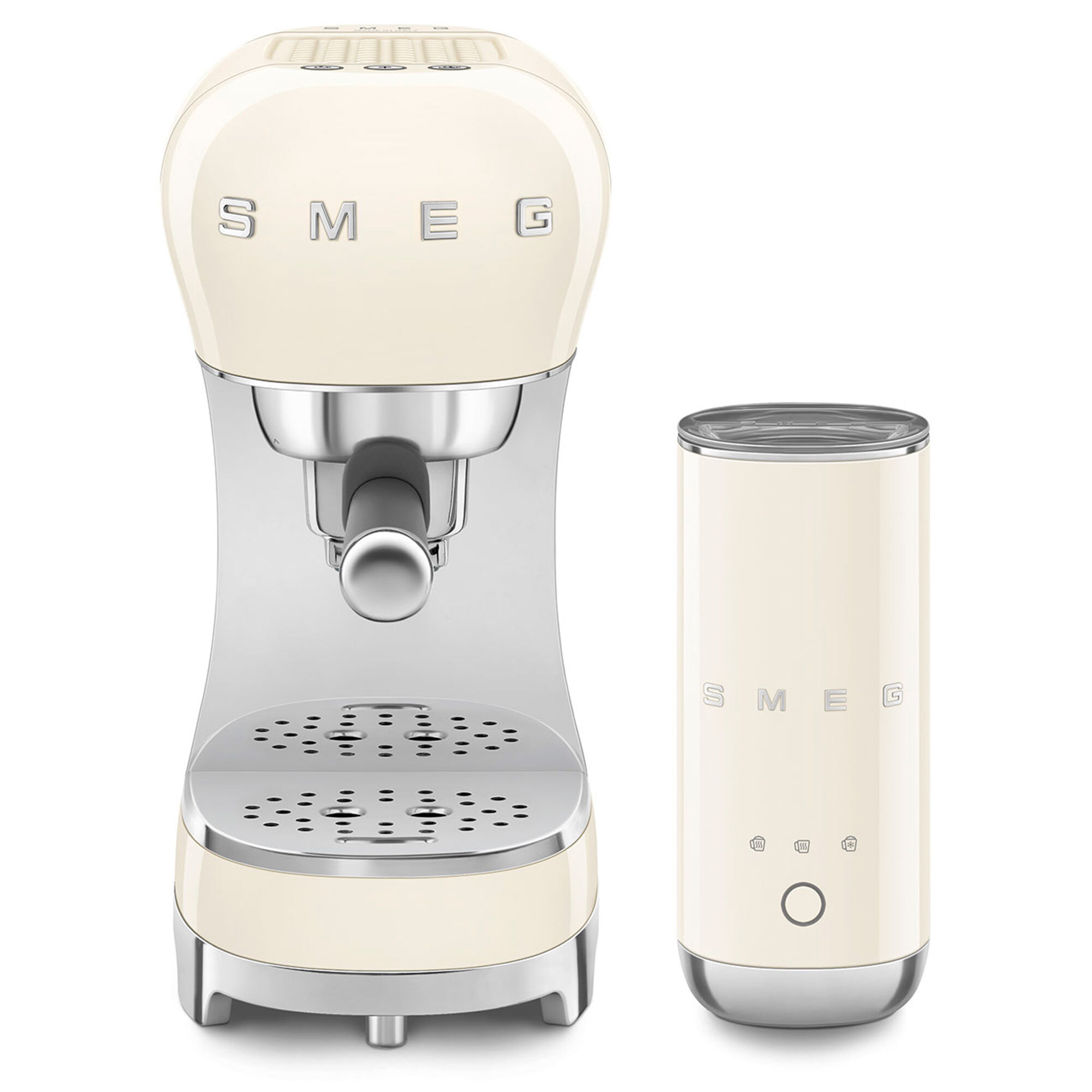 Smeg Ecf12creu   Manuel Espressomaskine Med Separat Mælkeskummer  Creme