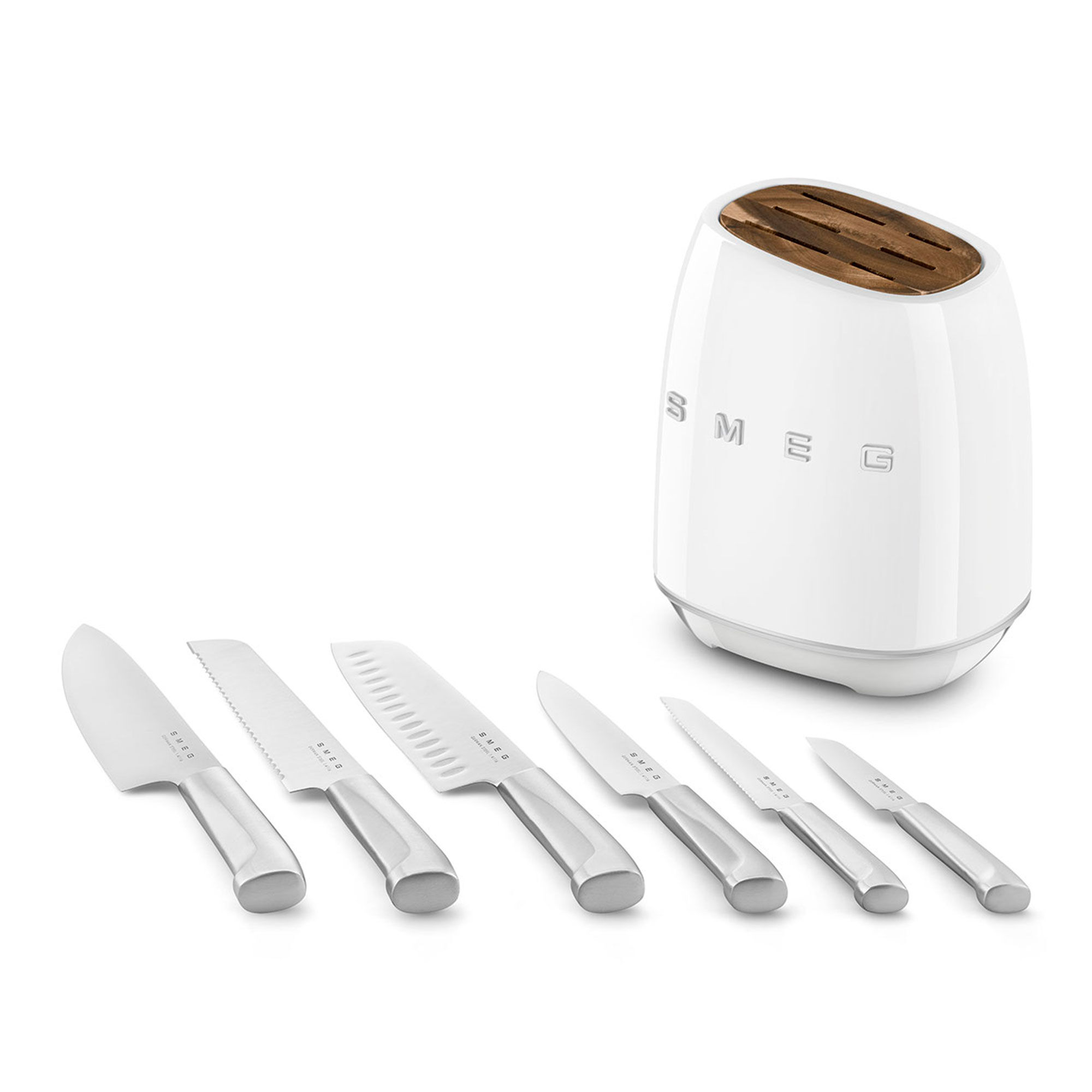 Smeg Knivblok Med   Knive  Hvid
