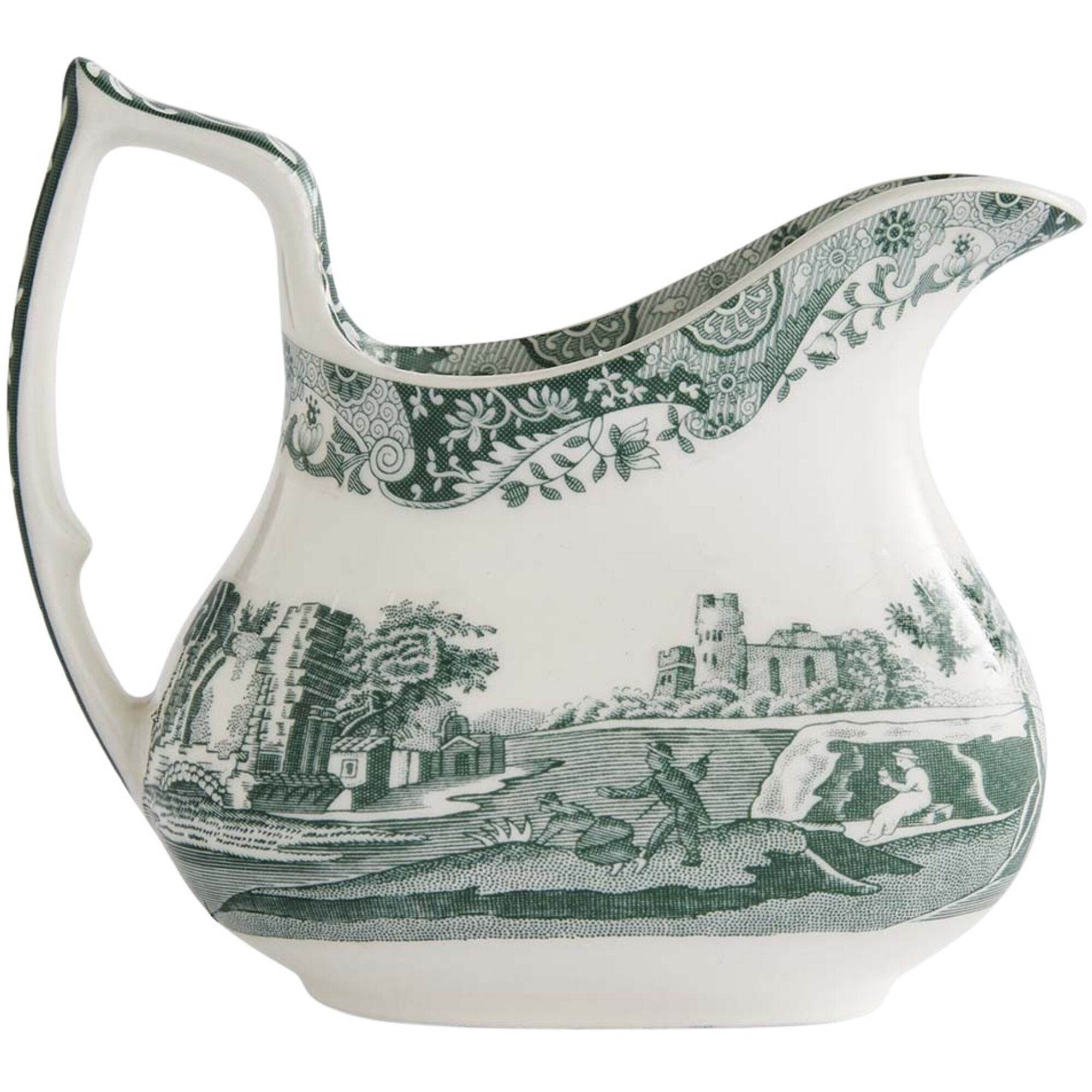 Spode Heritage Green Italian Mælkekande 22 Cl  Grøn Hvid
