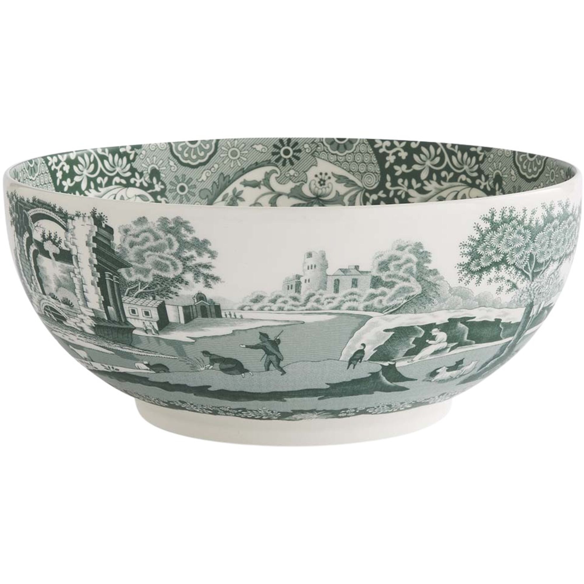 Spode Heritage Green Italian Serveringsskål 27   Cm  Grøn Hvid