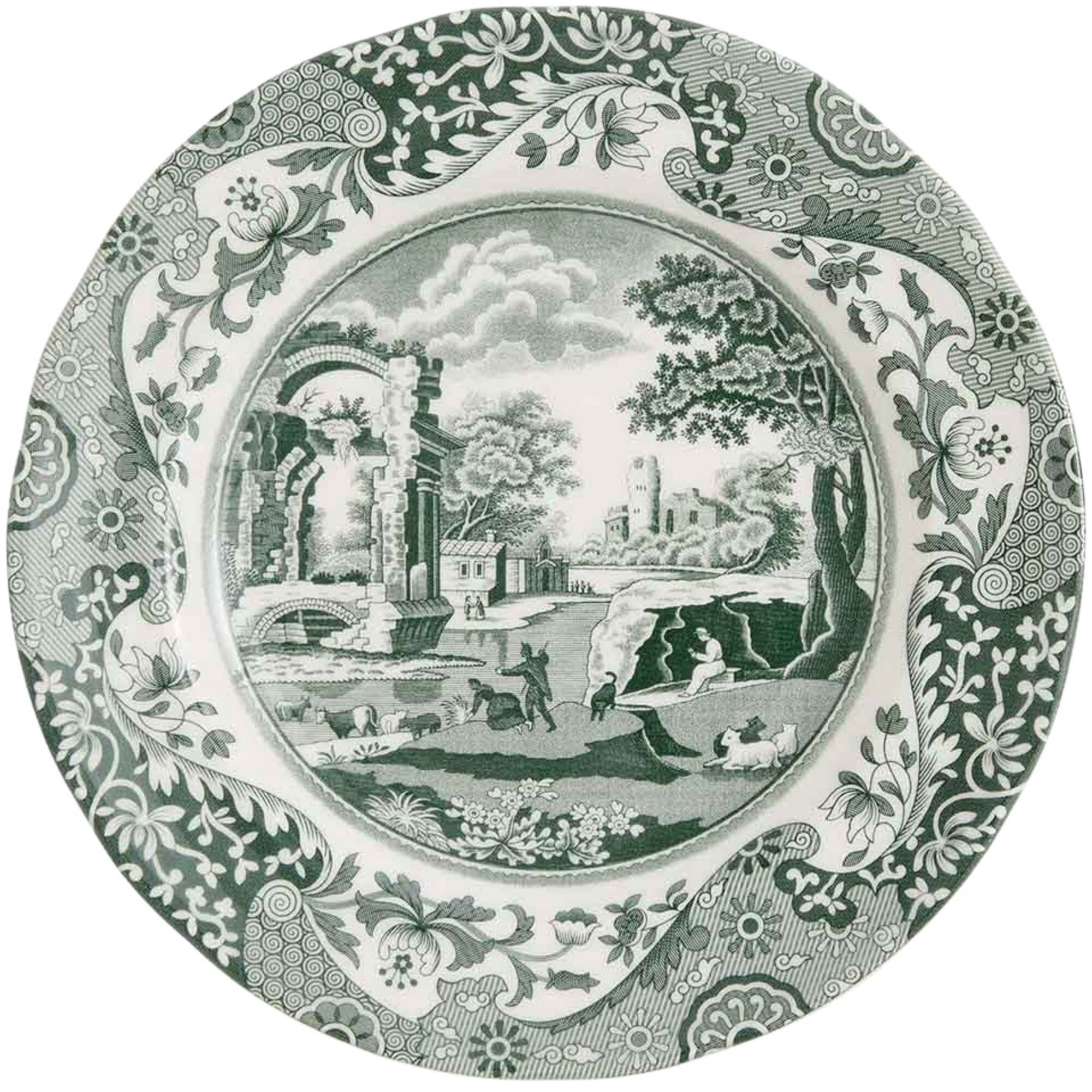 Spode Heritage Green Italian Tallerken 20 Cm  Grøn Hvid