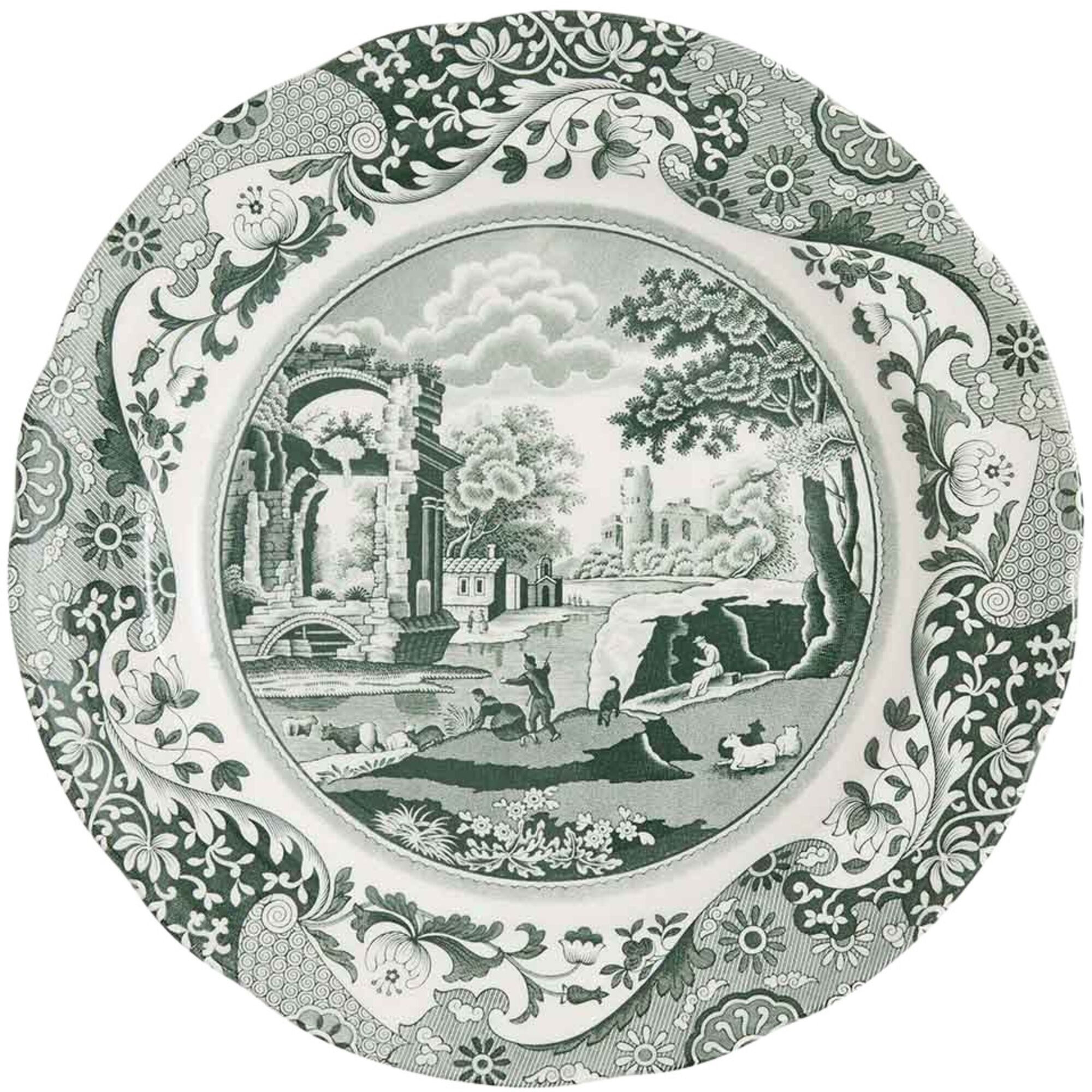 Spode Heritage Green Italian Tallerken 27 Cm  Grøn Hvid