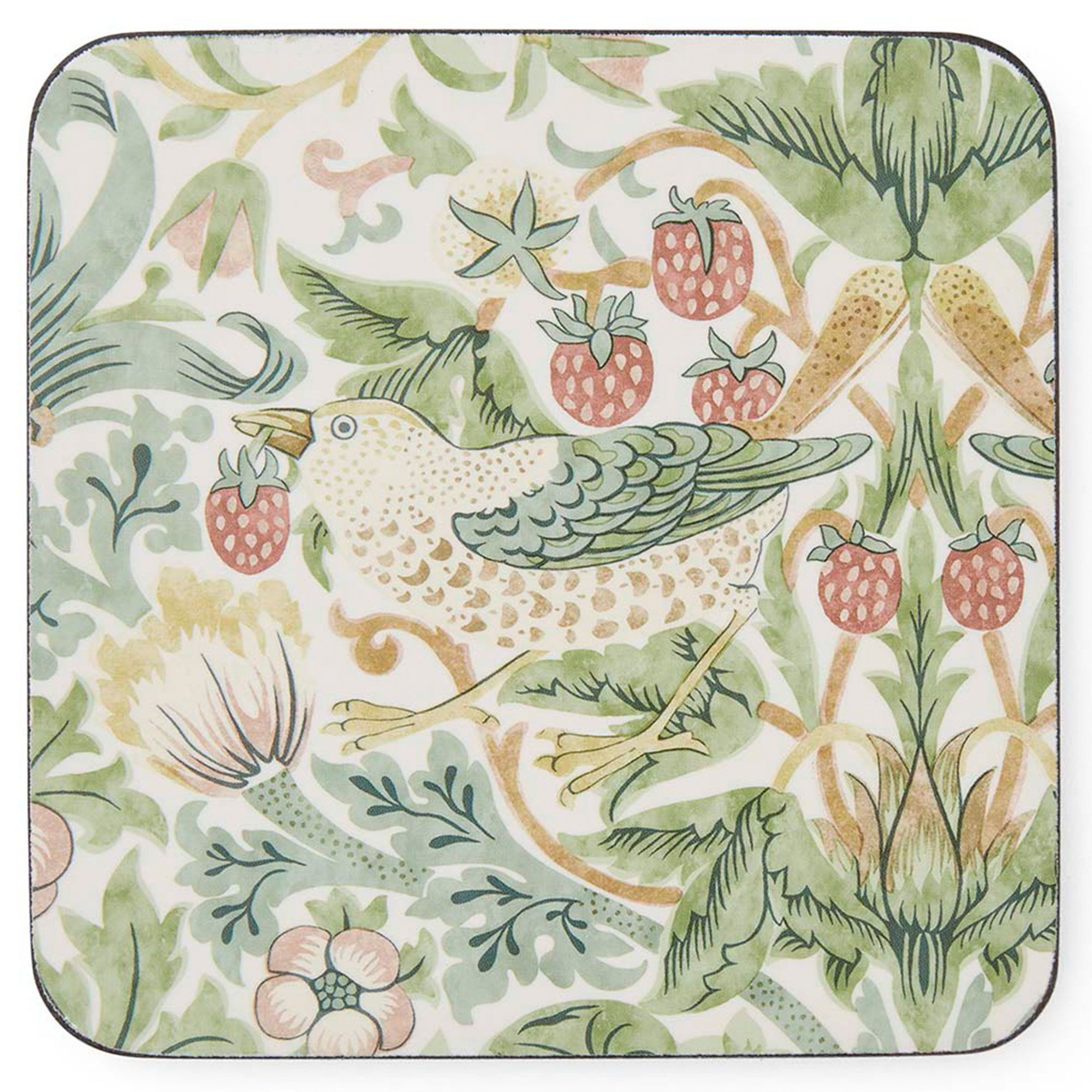 Spode Morris   Co Strawberry Thief Glasunderlag  -pak  Grøn
