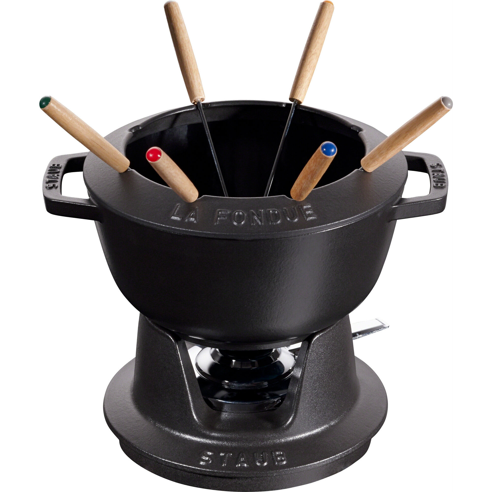 Staub Fonduesæt 20 Cm Sort Med Blank Inderside