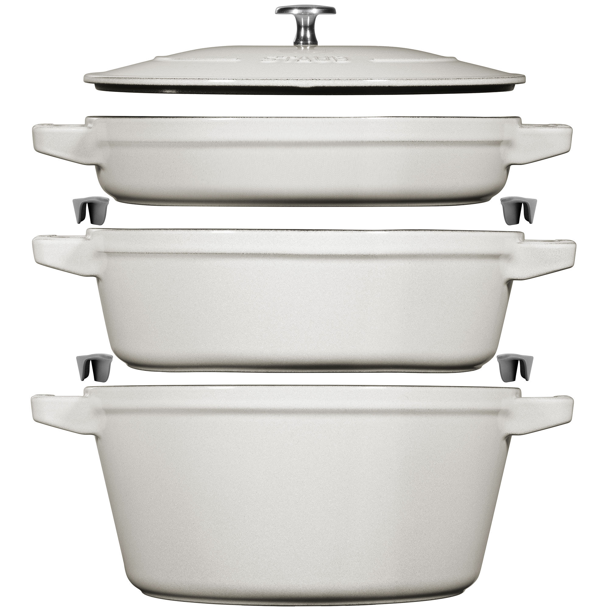 Staub Gryde   Støbejern 24 Cm  White Truffle