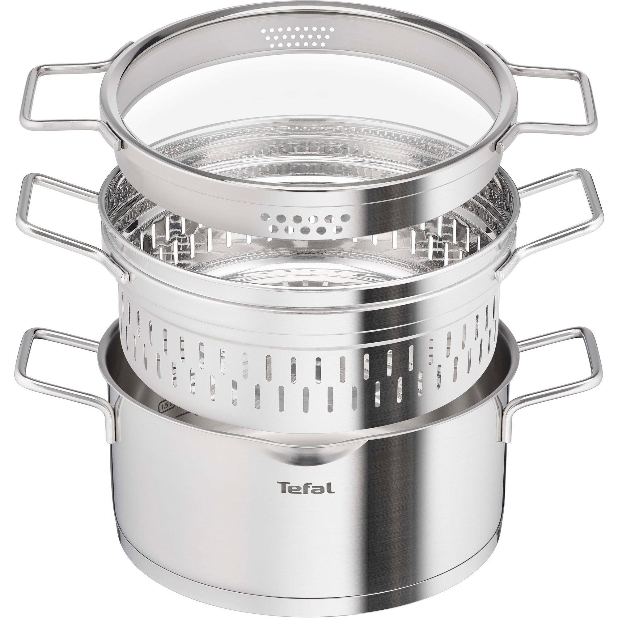 Tefal Nordica Gryde Med Dampindsats     Liter  Rustfrit Stål
