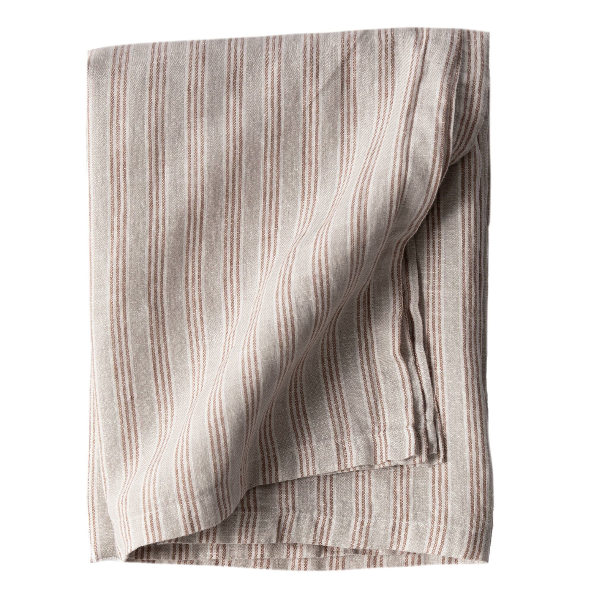 Tell Me More Dug   Hør 145   270 Cm  Hazelnut Stripe