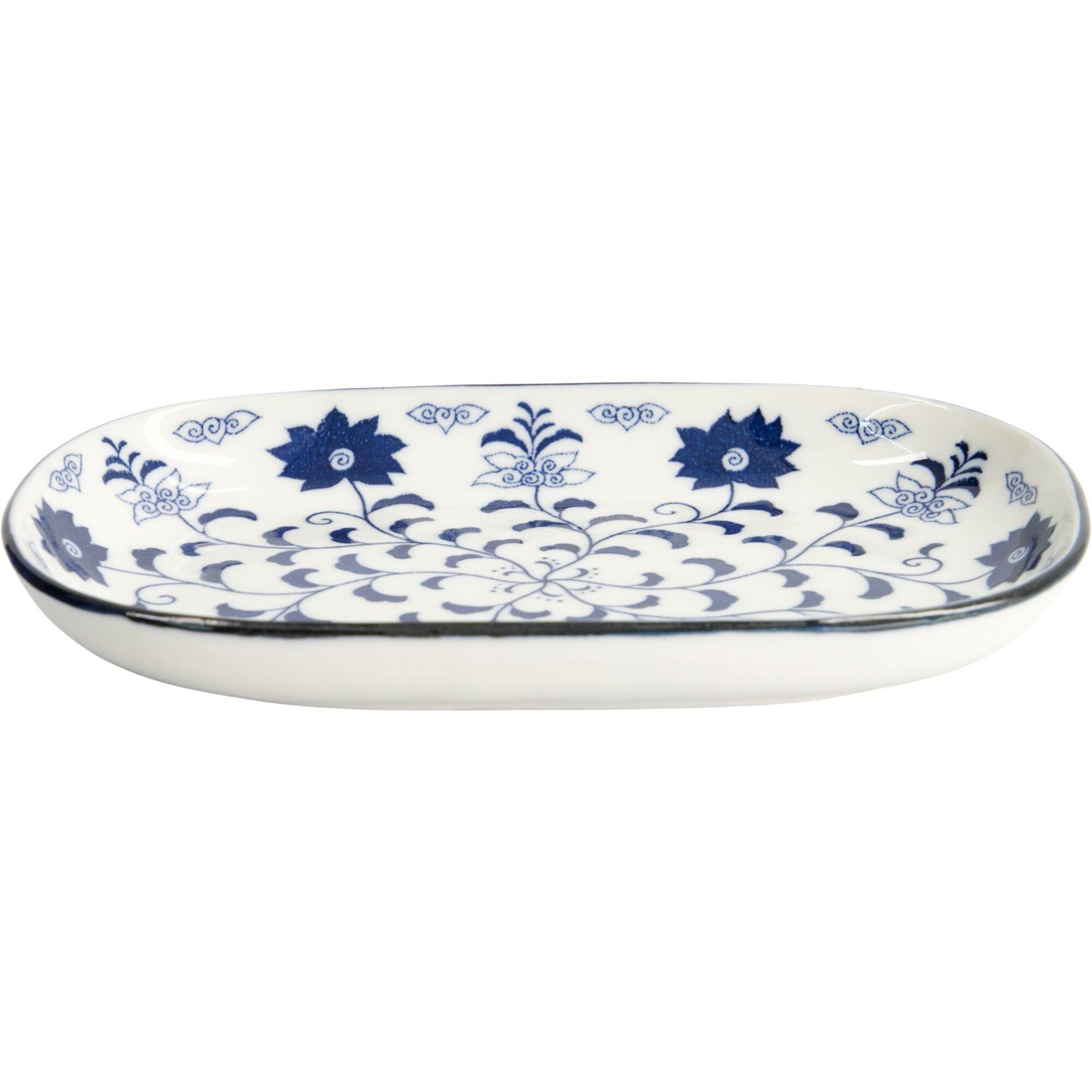Tokyo Design Studio Blue Botan Oblong Oval Tallerken