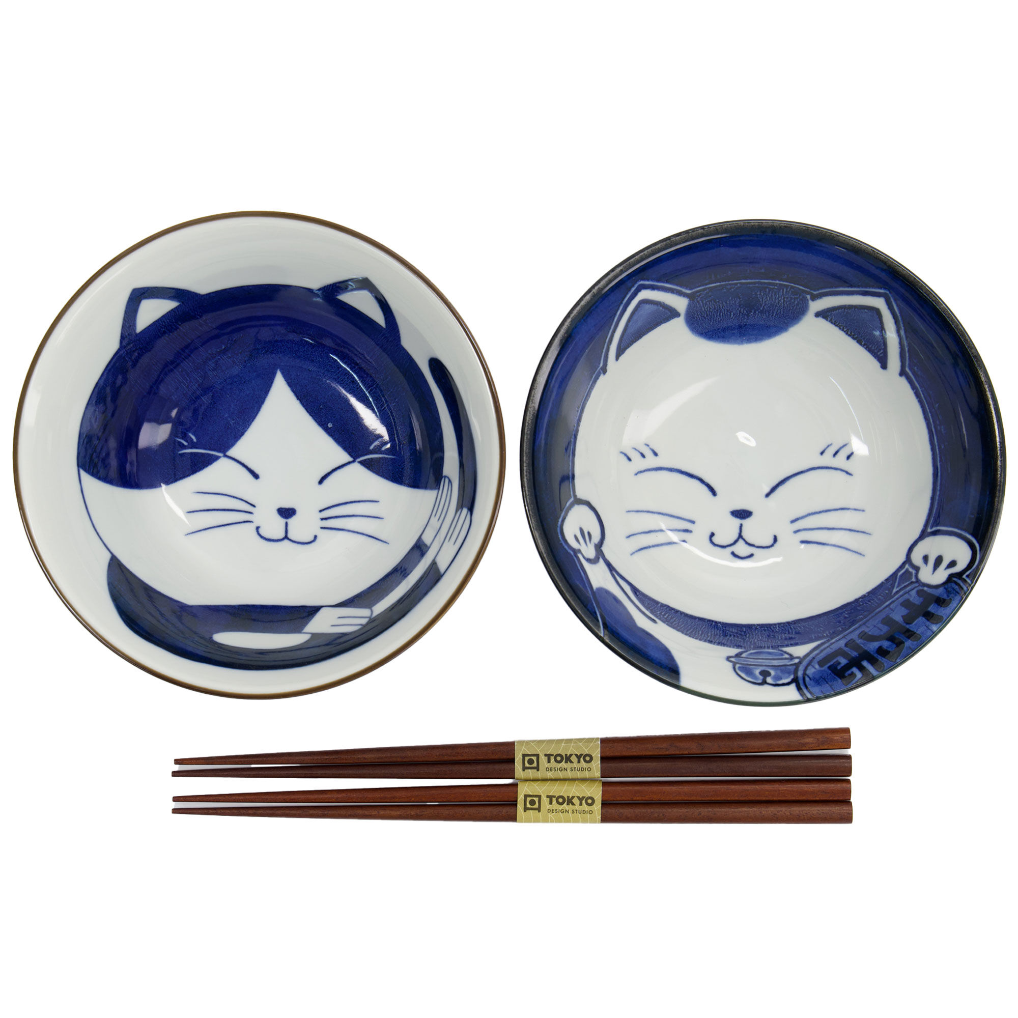 Tokyo Design Studio Kawaii Cat Gavesæt  Skåle Og Spisepinde