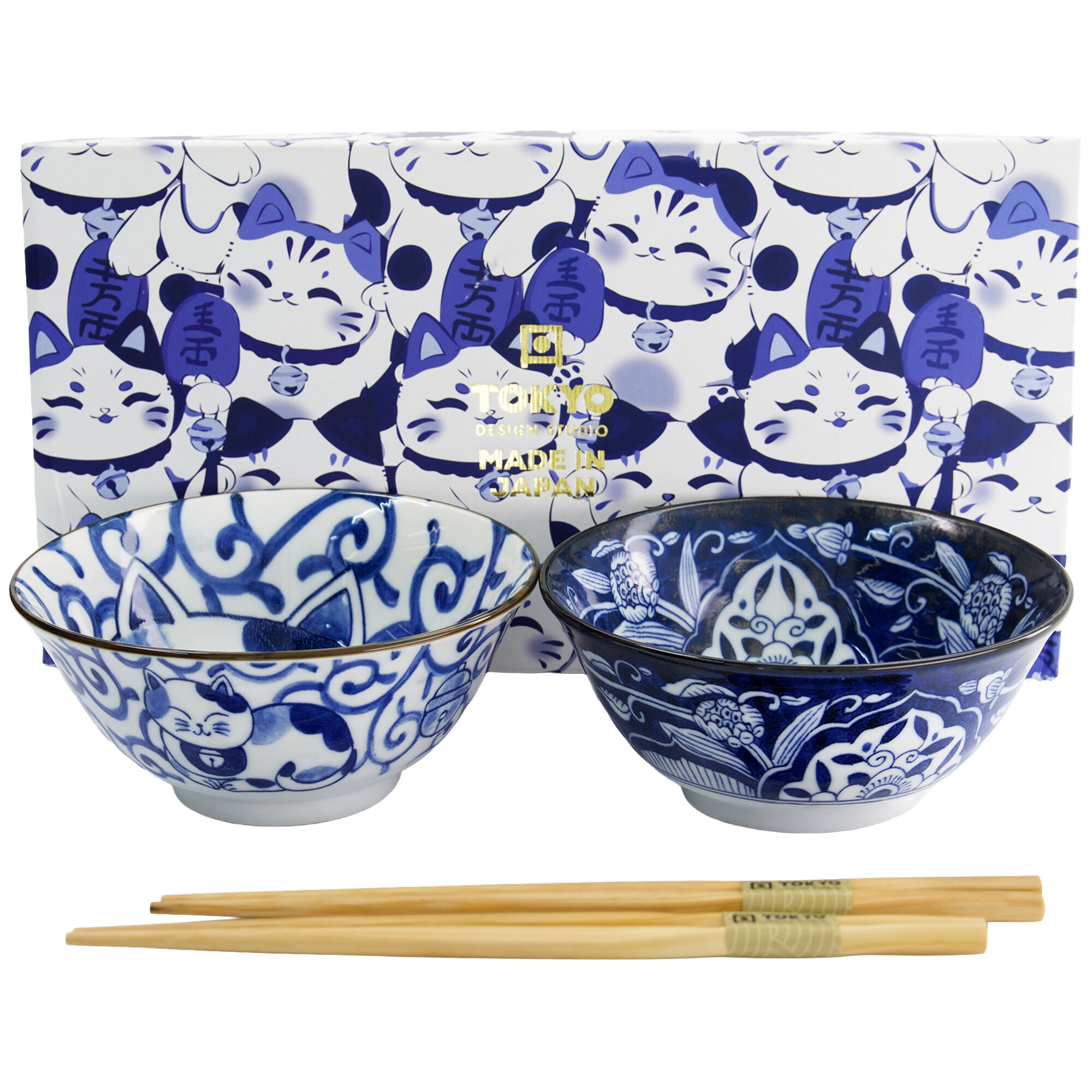 Tokyo Design Studio Kawaii Cat Tayo Skålsæt Med Spisepinde