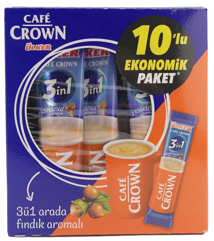 Ulker Café Crown 3in1 Instant Coffee Hazelnut 10 Stk