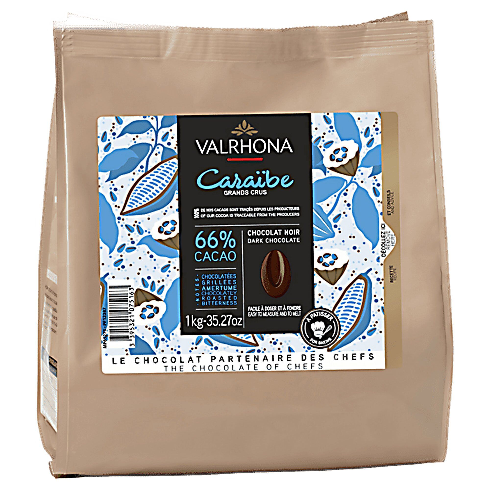 Valrhona Caraibe 66  Mørk Chokolade    Kg