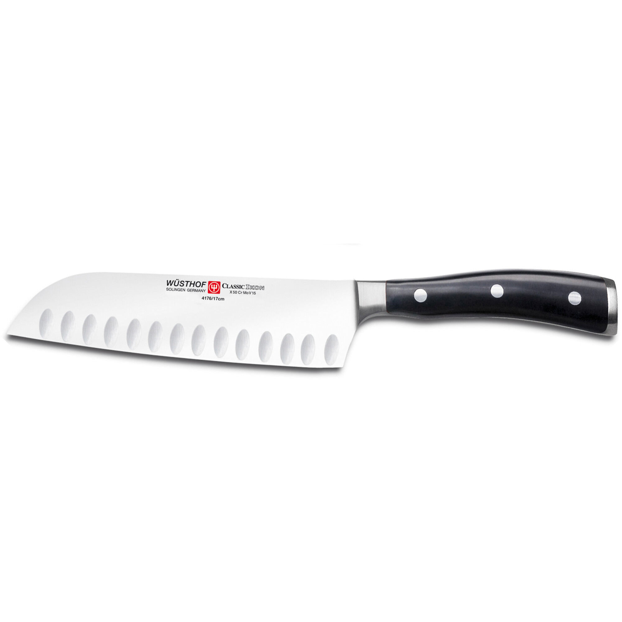 Wüsthof Classic Ikon Santoku-kniv Sort 17 Cm