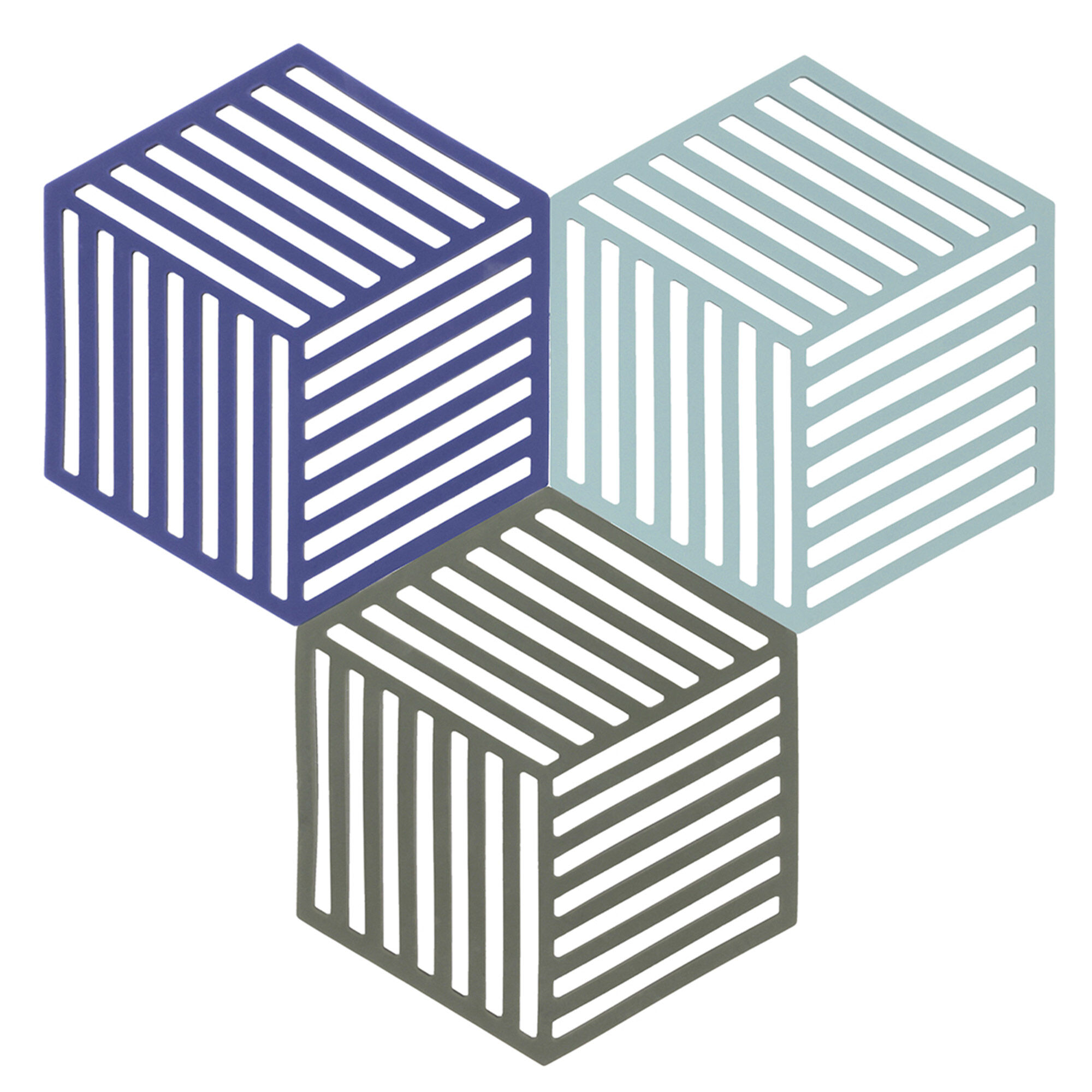 Zone Hexagon Grydeunderlag  -pak  Indigo Fog Olive Taupe