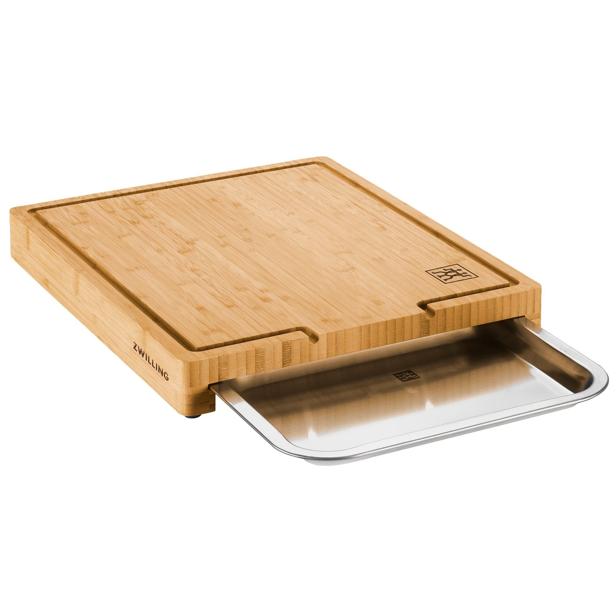 Zwilling  Bbq  Skærebræt Med Bakke 39x30 Cm  Bambus Rustfrit Stål