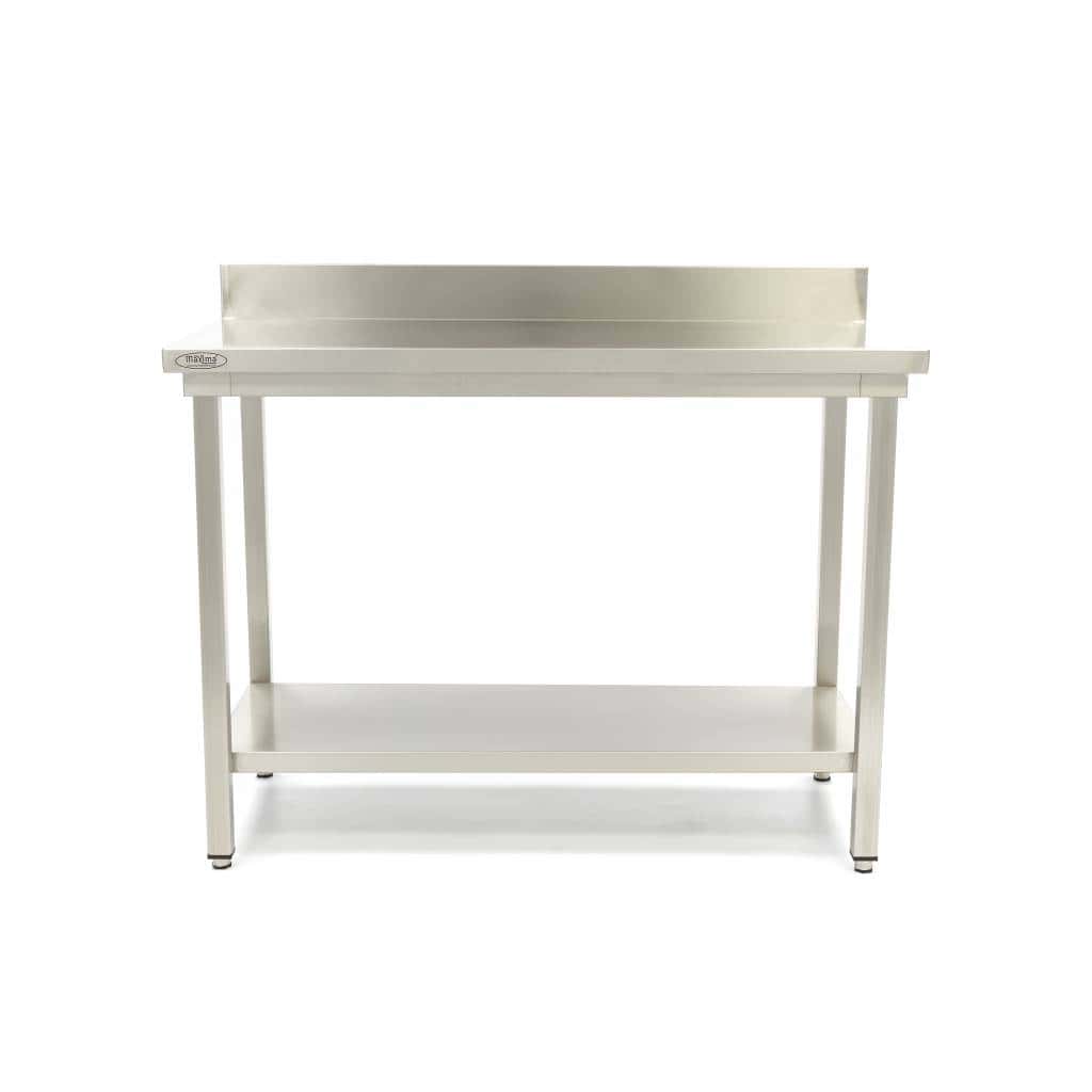 Arbejdsbord Rustfrit Stål Arbejdsbænk  Apos Deluxe Apos  1200   600 Mm Med Backsplash