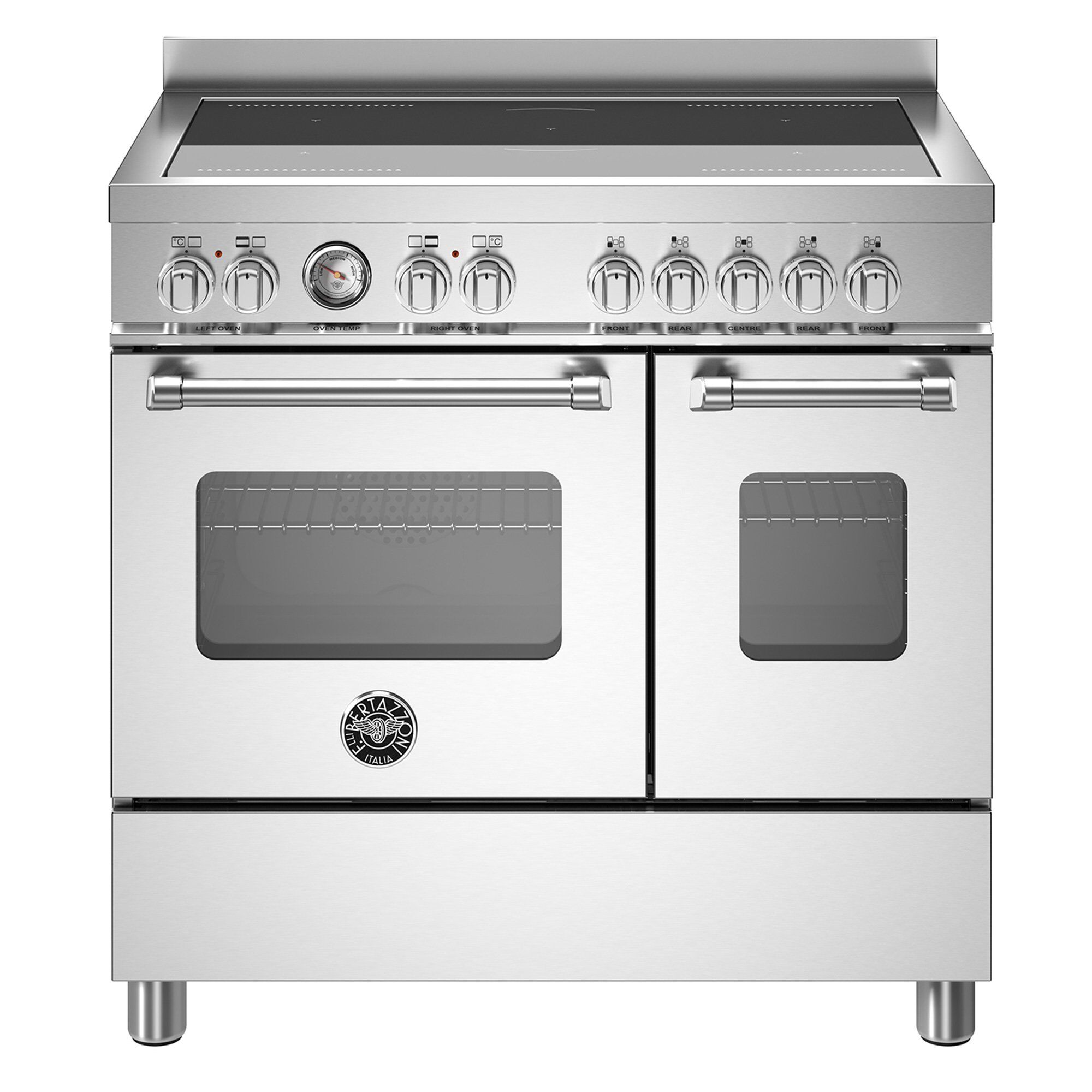 Bertazzoni Mas95i2ext Master Induktionskomfur Med Dobbeltovn  90 Cm  Rustfrit Stål