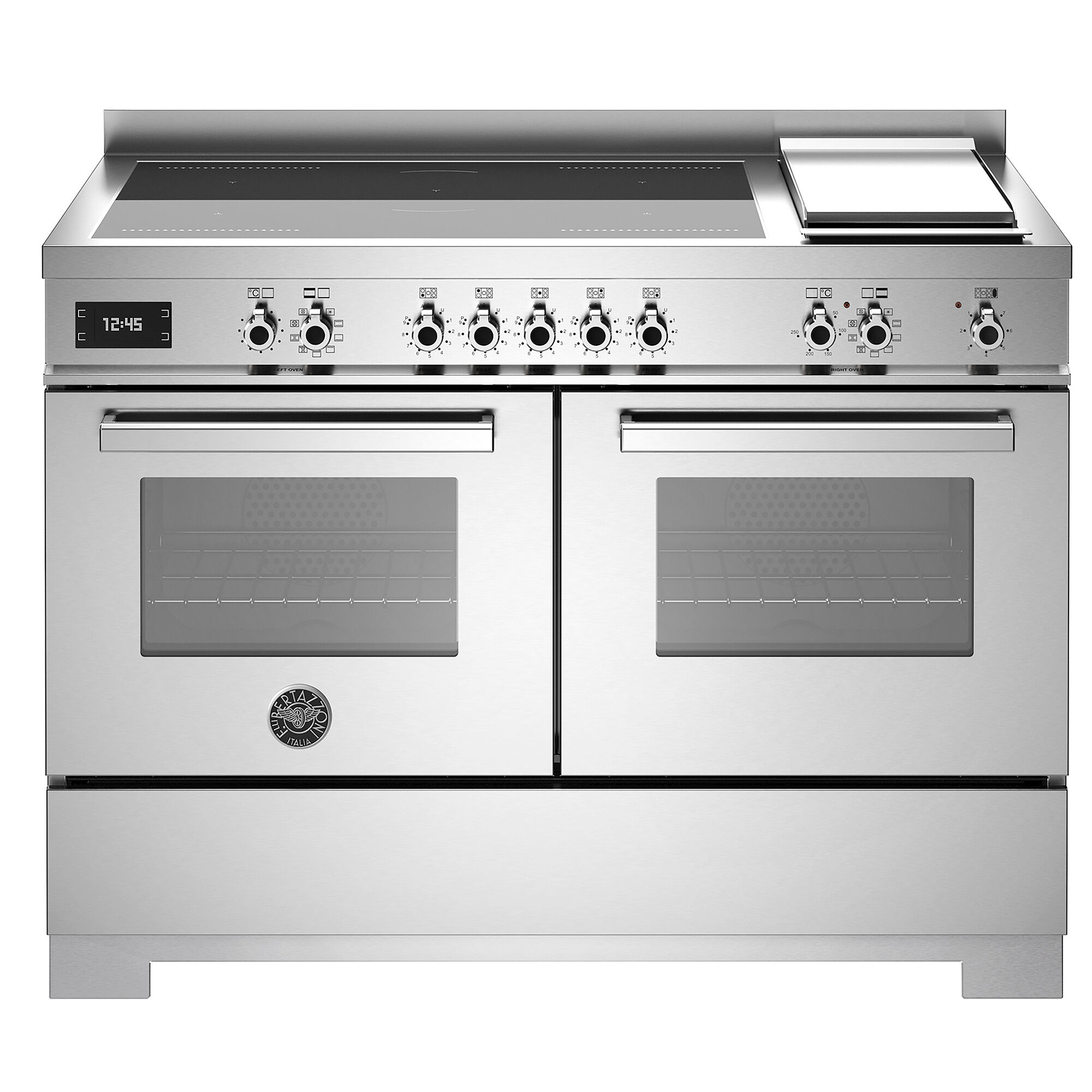 Bertazzoni Pro125i2ext2 Professional Induktionskomfur 120 Cm Med   Zoner  Elektrisk Stegebord Og   Ovne  Rustfrit Stål