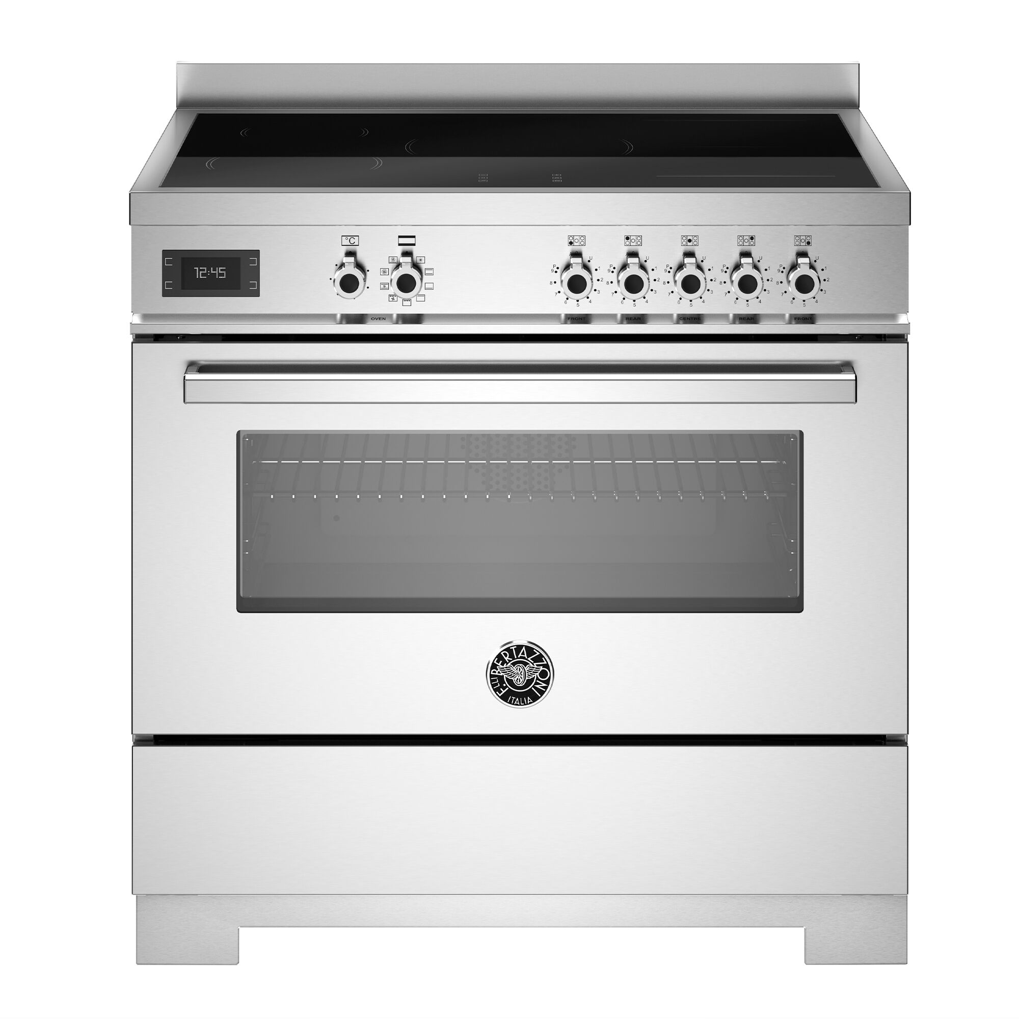 Bertazzoni Pro95i1ext2 Professional Induktionskomfur 90 Cm Med   Zoner Og   Ovn  Rustfrit Stål
