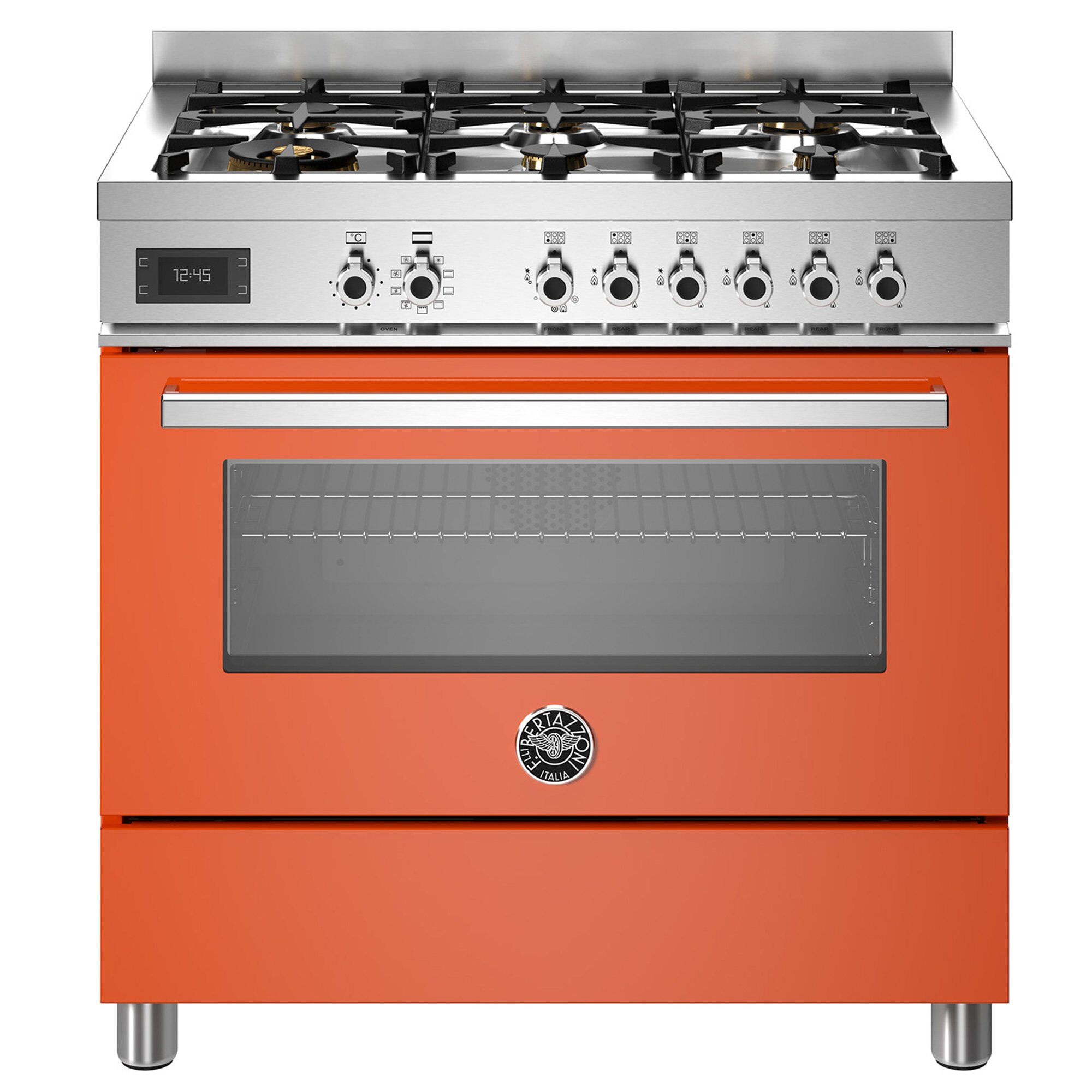 Bertazzoni Pro96l1eart Professional Gaskomfur Med Ovn  90 Cm  Orange