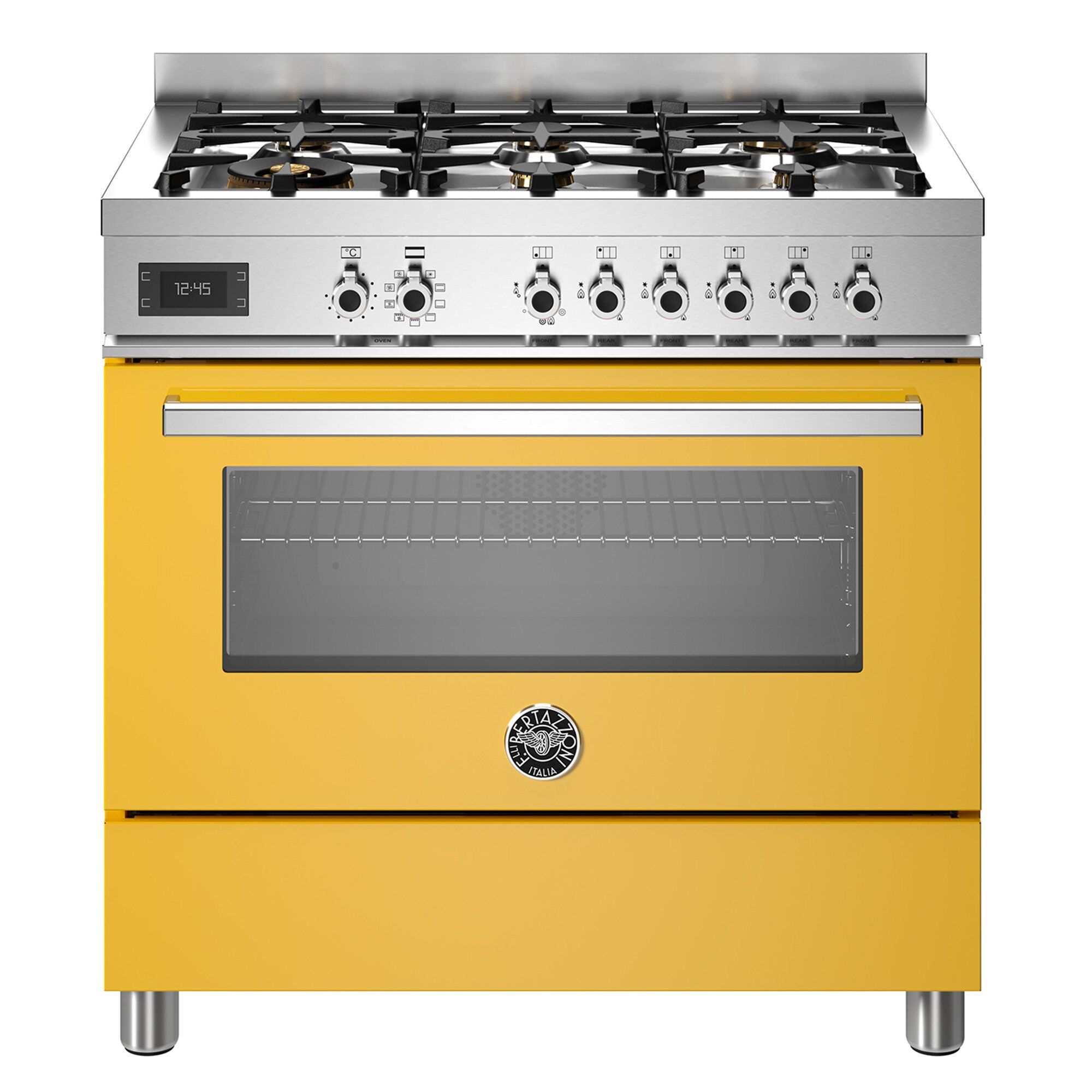 Bertazzoni Pro96l1egit Professional Gaskomfur Med Ovn  90 Cm  Gul