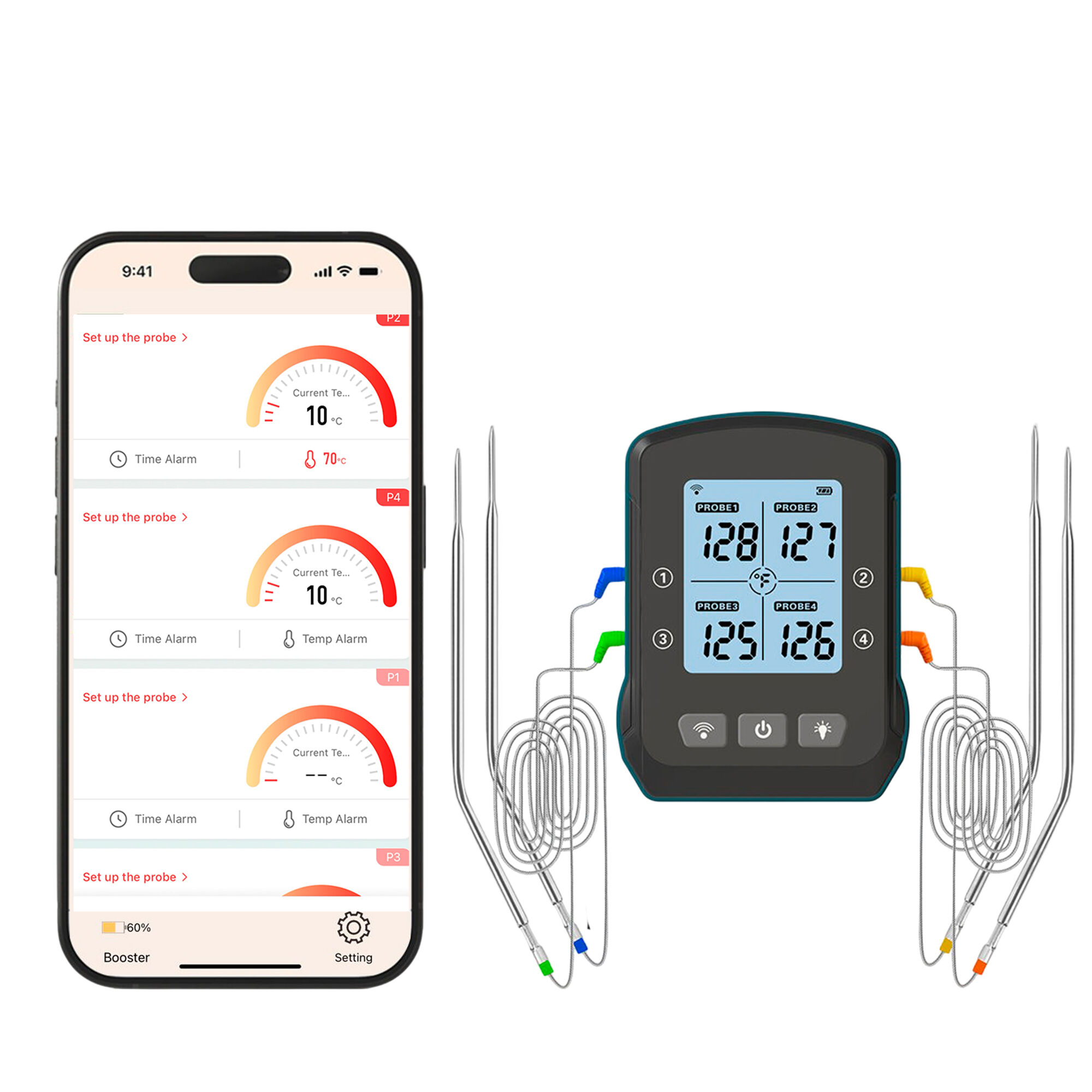 Bluegaz Trådløs Grilltermometer Med   Temperatursonder