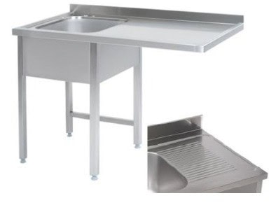 Bord Med Vask Og Aflæggeplads Til Højre 700mm   1600     700     900 Mm