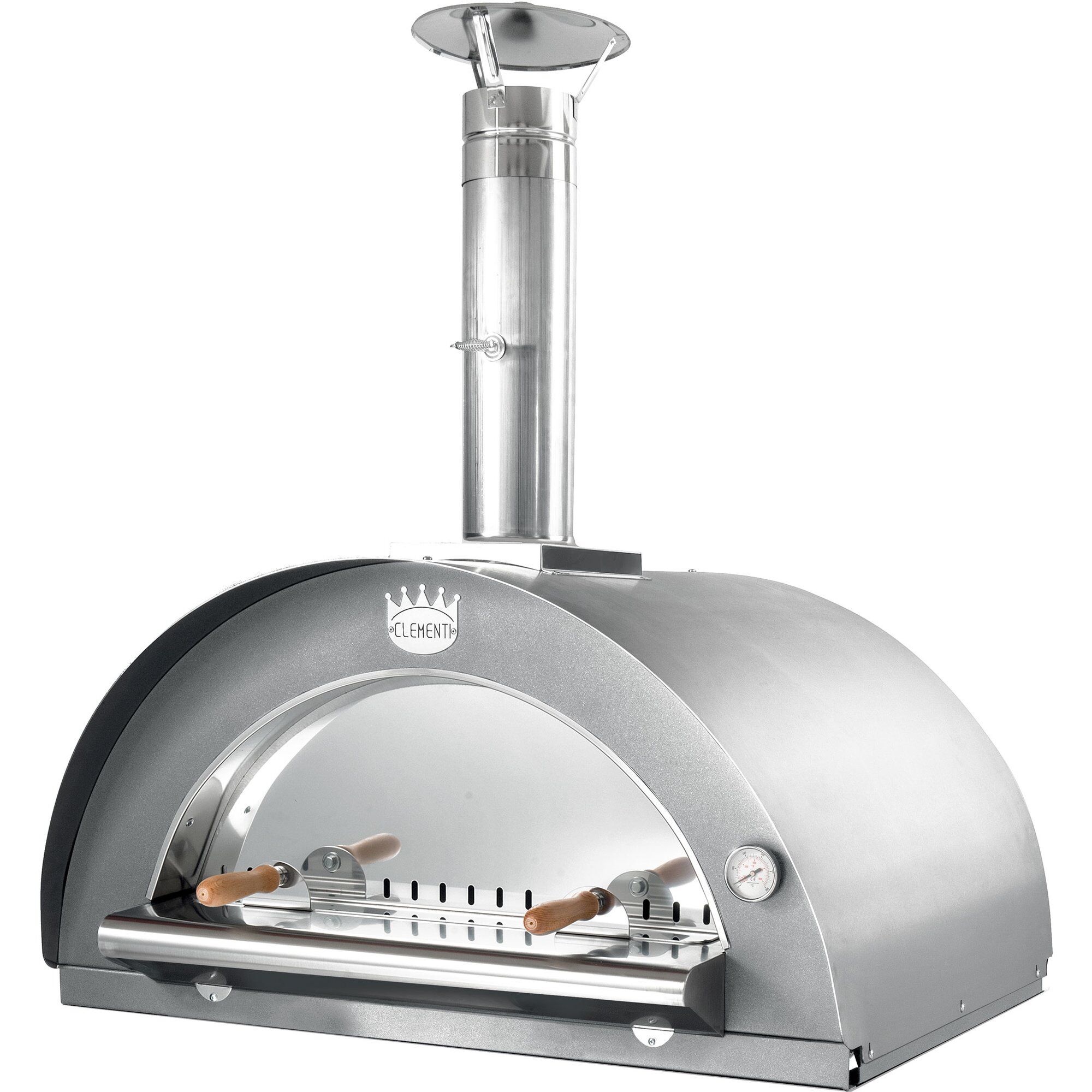 Clementi Forni Family Brændefyret Pizzaovn 80x60 Cm  Rustfrit Stål