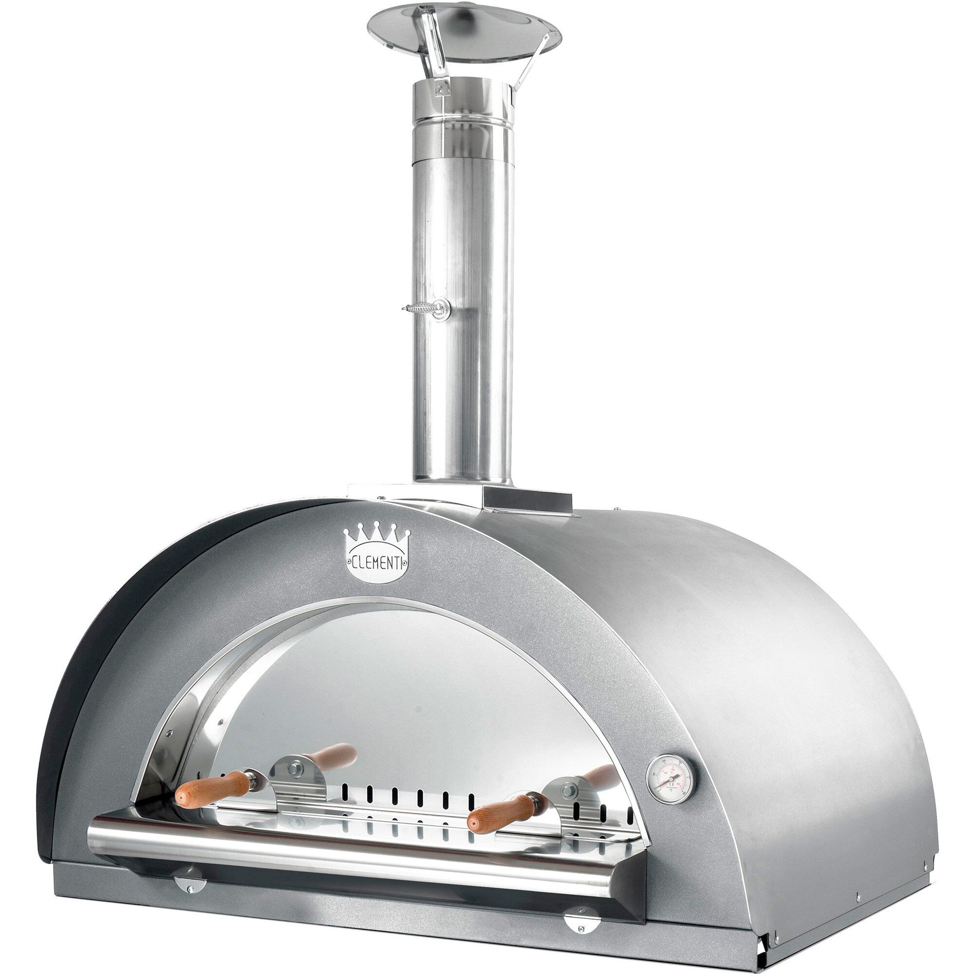 Clementi Forni Family Brændefyret Pizzaovn 100x80 Cm  Rustfrit Stål