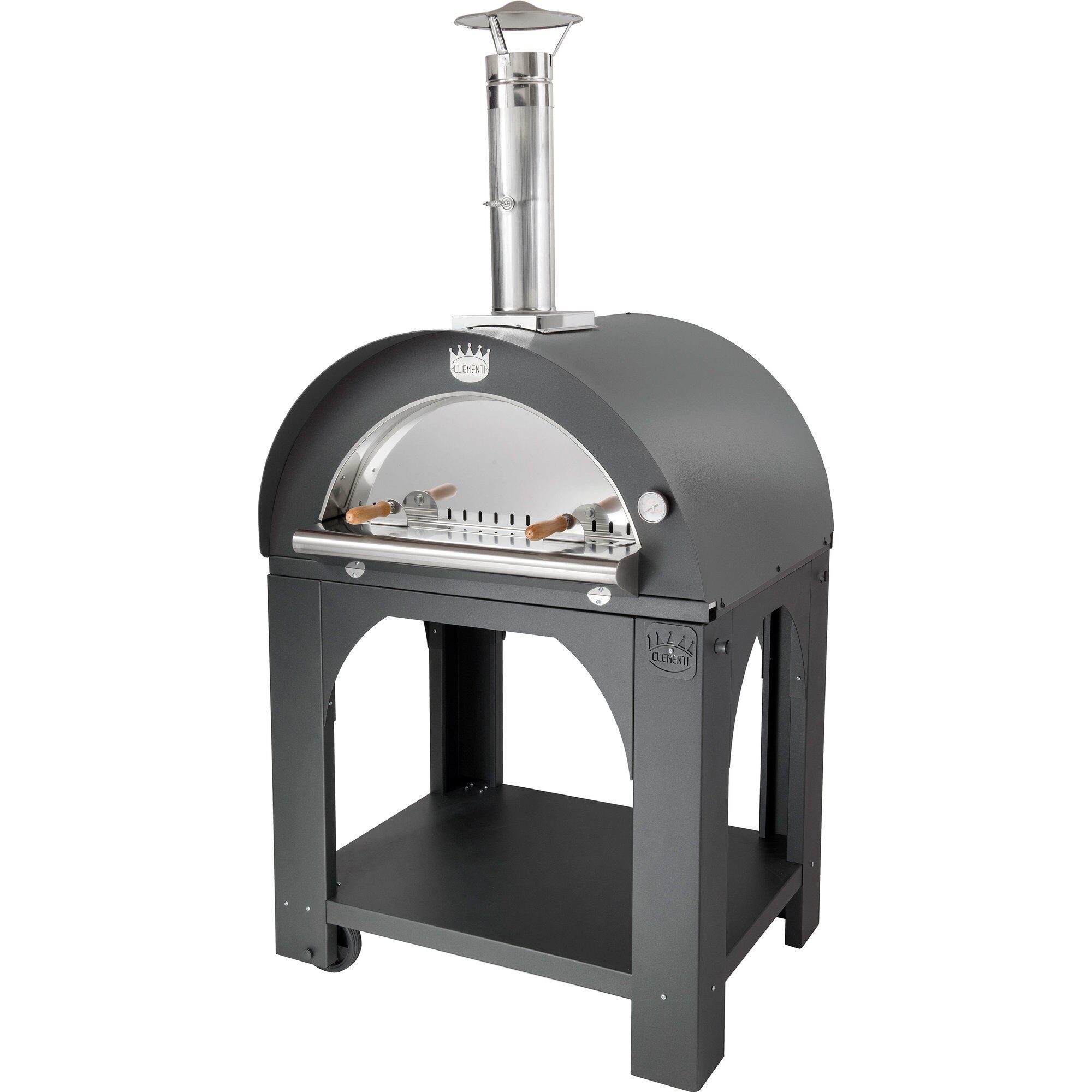 Clementi Forni Pulcinella Brændefyret Pizzaovn 60x60 Cm  Antracit