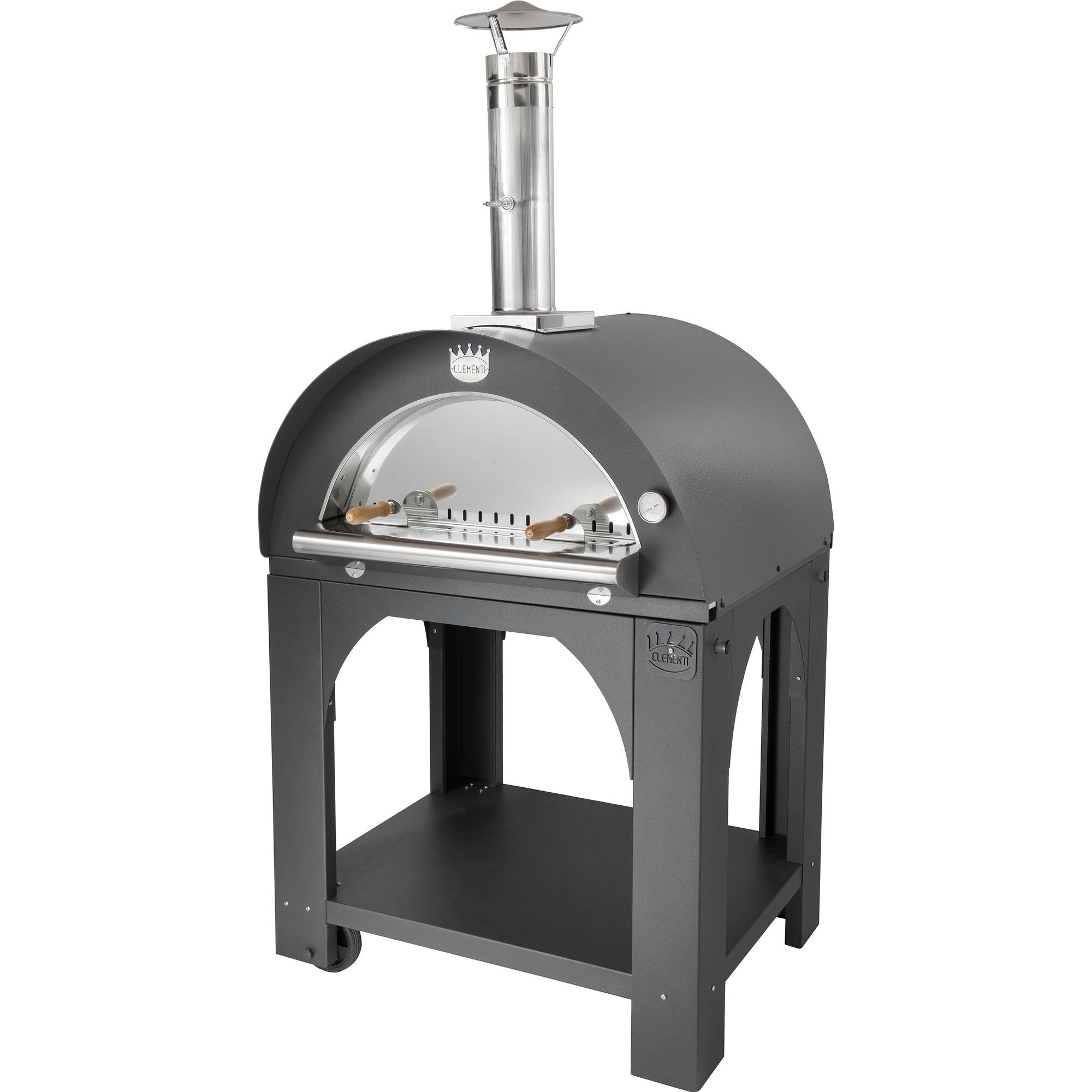 Clementi Forni Pulcinella Brændefyret Pizzaovn 80x60 Cm  Antracit