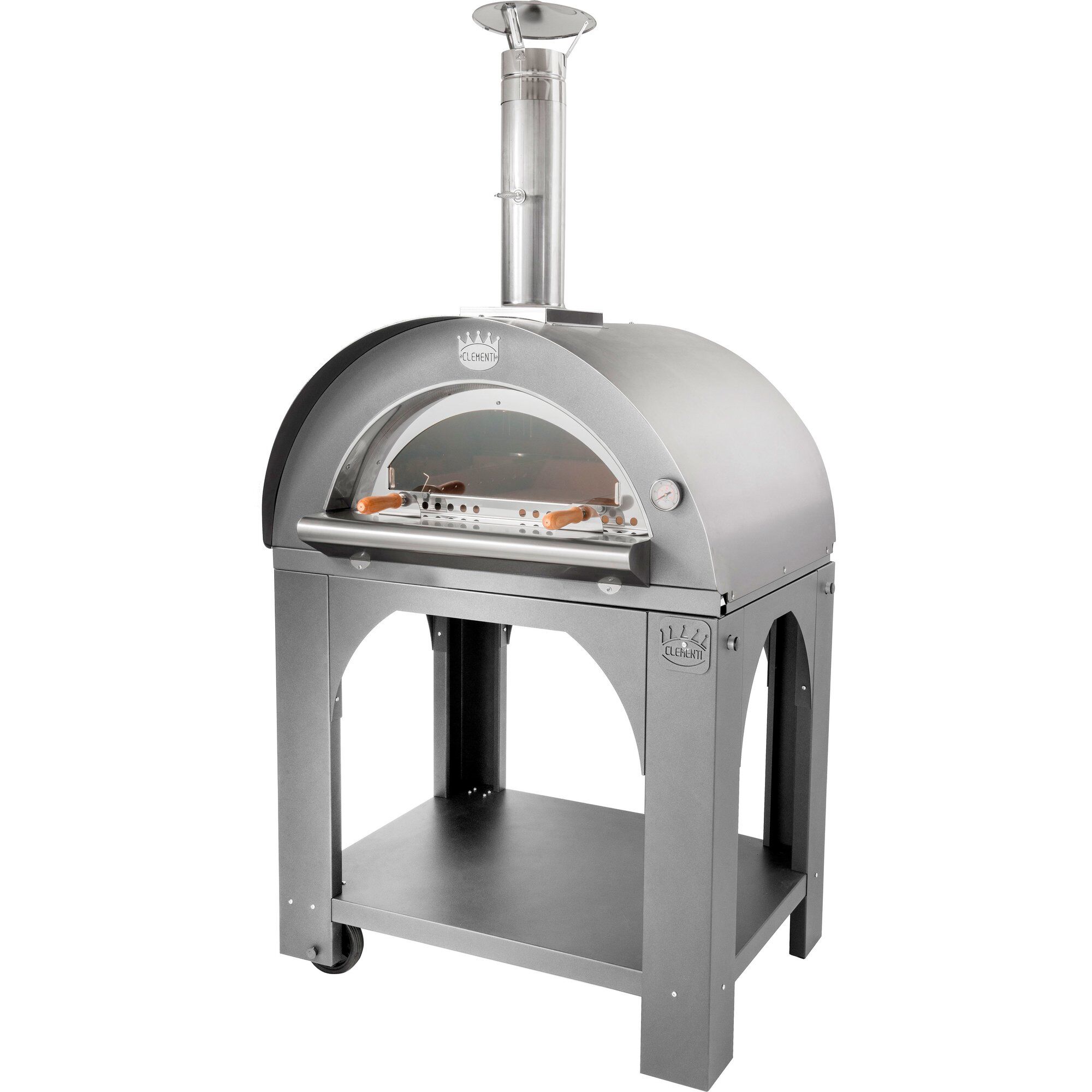 Clementi Forni Pulcinella Brændefyret Pizzaovn 60x60 Cm  Rustfrit Stål