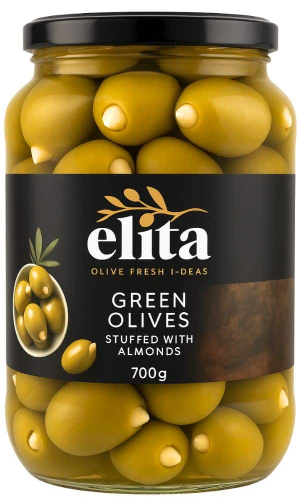 Elita Grønne Oliven    Mandler 720 Ml