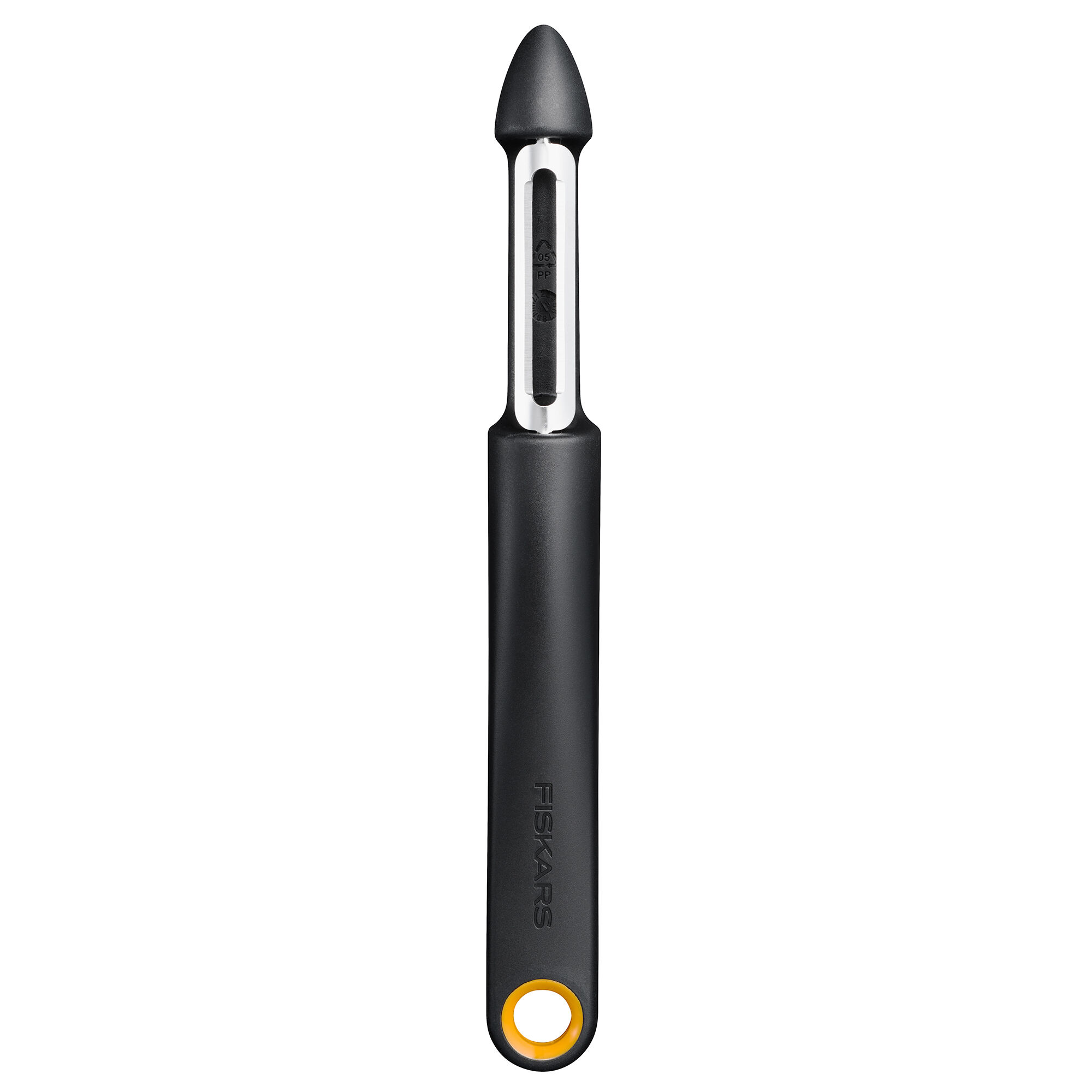 Fiskars Functional Form Grøntsagsskræller Med Bevægeligt Blad  Sort Orange