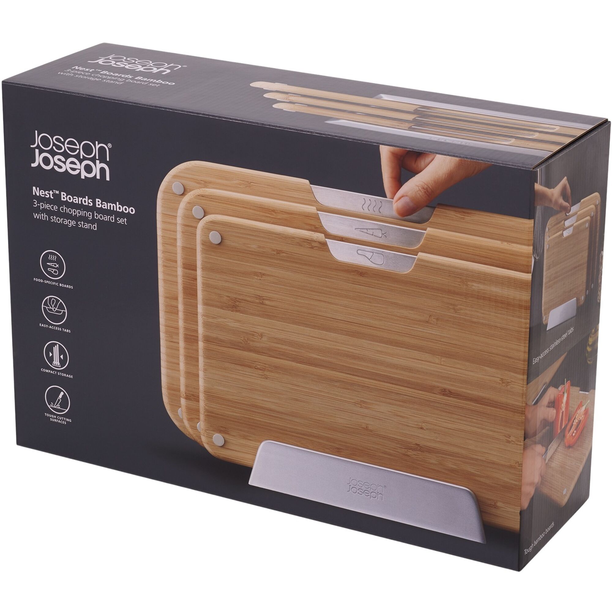 Joseph Joseph Nest Bamboo Skærebræt Sæt    Dele Med Stativ