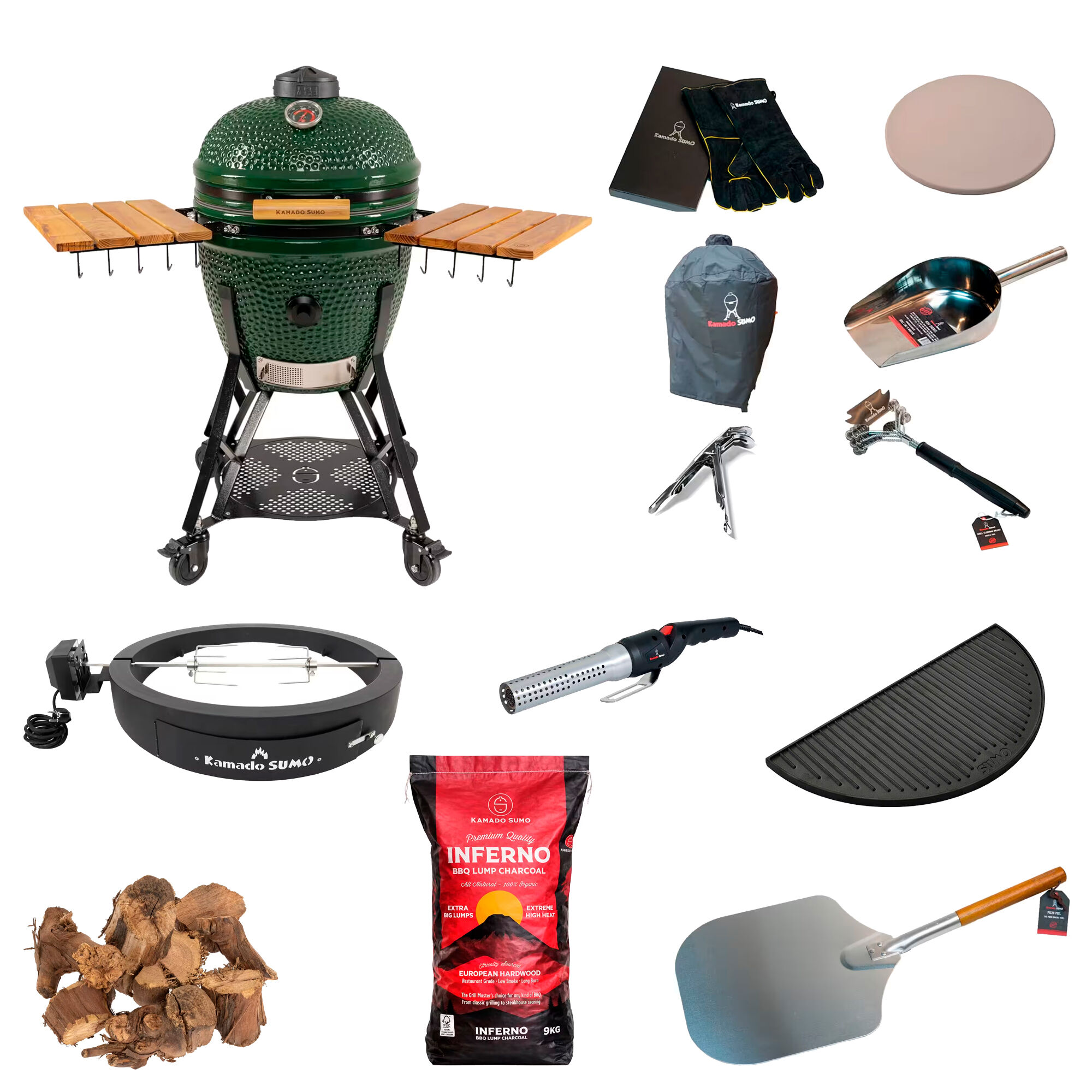 Kamado Sumo Classic Large Gen     Kamado-grill Med Deluxe-pakke  Grøn