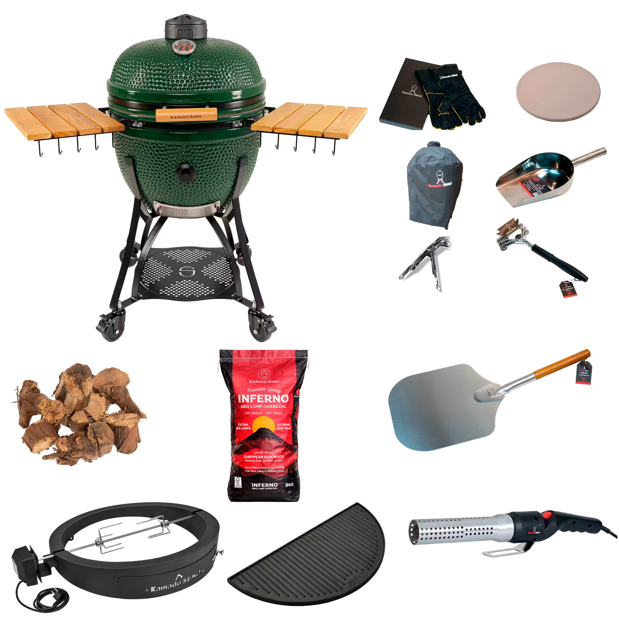 Kamado Sumo Classic Maxi Gen   Kamadogrill Med Deluxe-pakke  Grøn