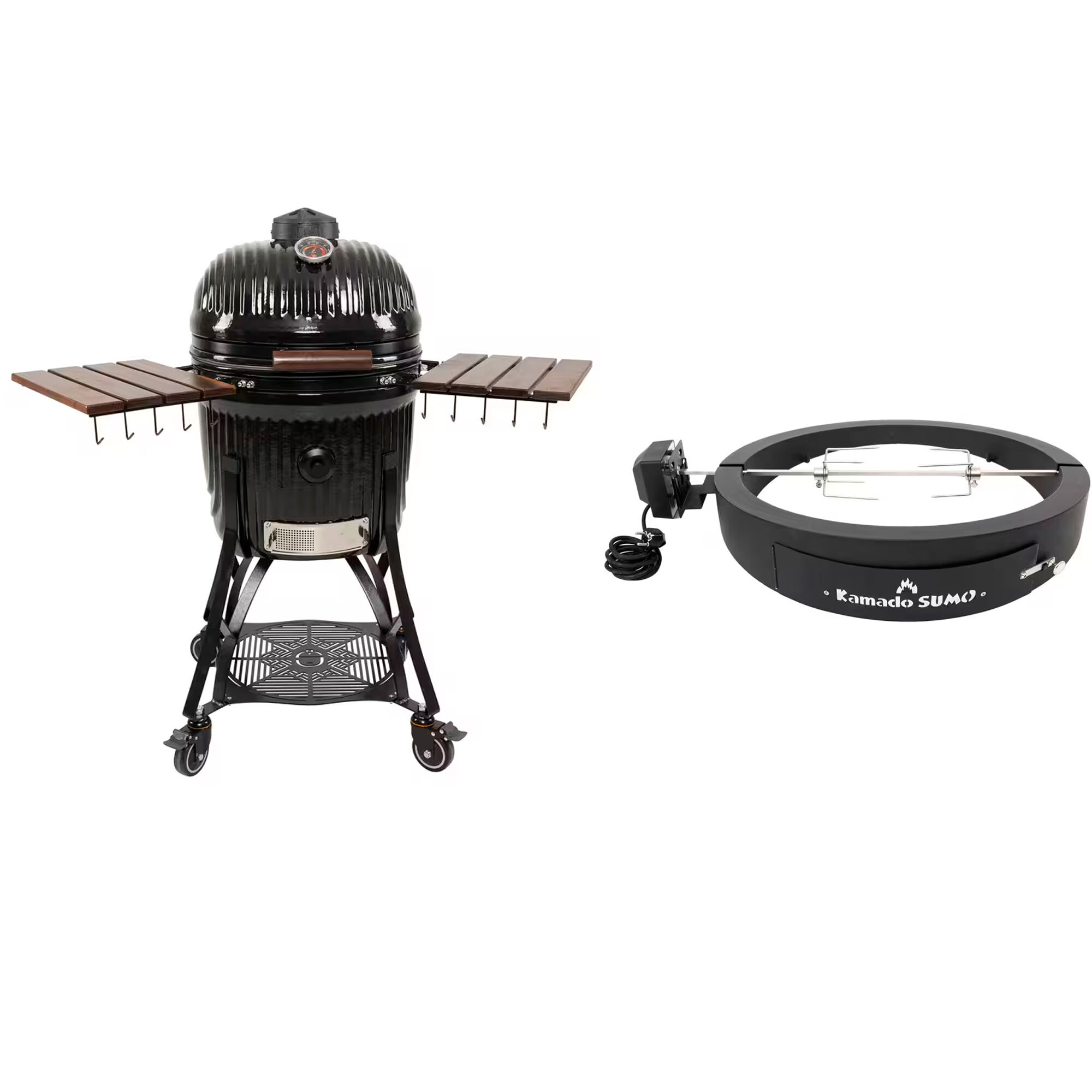 Kamado Sumo Icon Kamadogrill Large Med Rotisseri- Og Pizzapakke  Sort