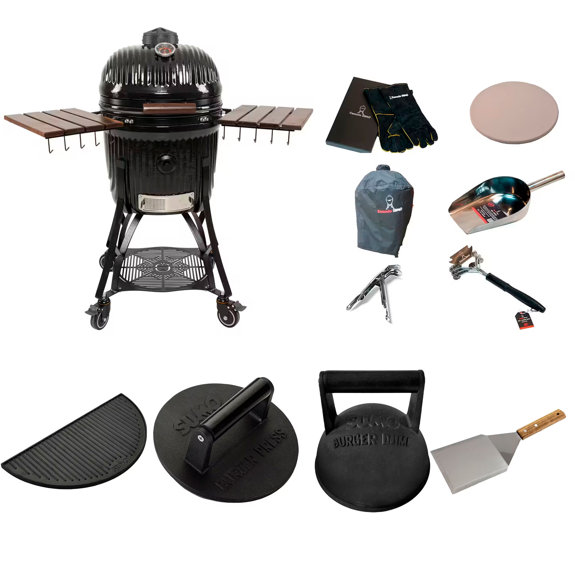 Kamado Sumo Icon Kamadogrill Large Med Smashpakke  Sort