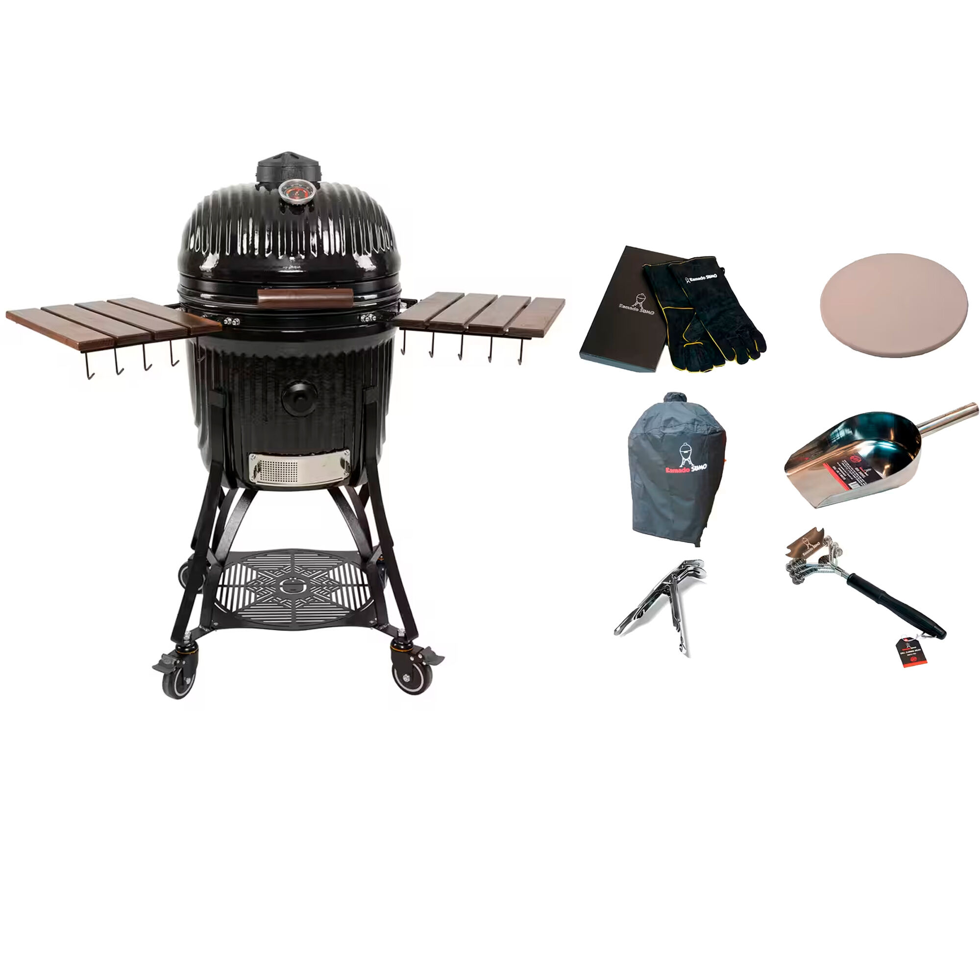 Kamado Sumo Icon Kamadogrill Large Med Tilbehørspakke  Sort