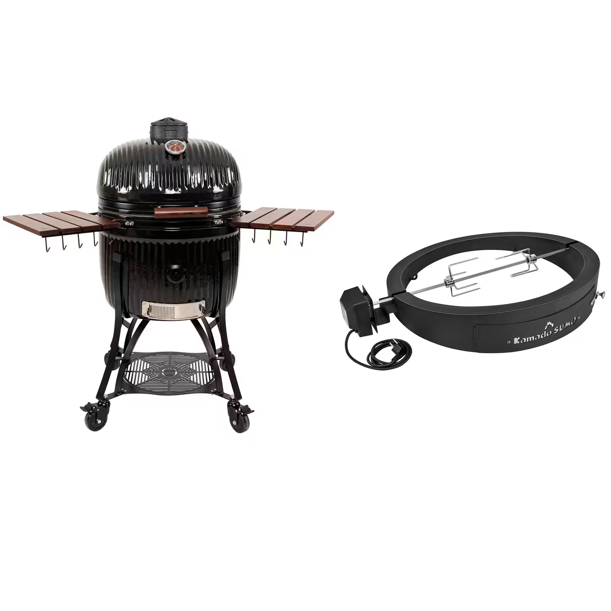 Kamado Sumo Icon Maxi Kamadogrill 56 Cm Med Rotisseri Og Pizzaovn  Sort
