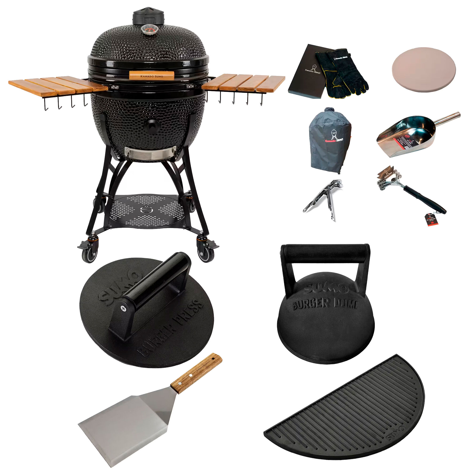 Kamado Sumo Maxi Gen   Kamado-grill Med Smashpakke  Sort