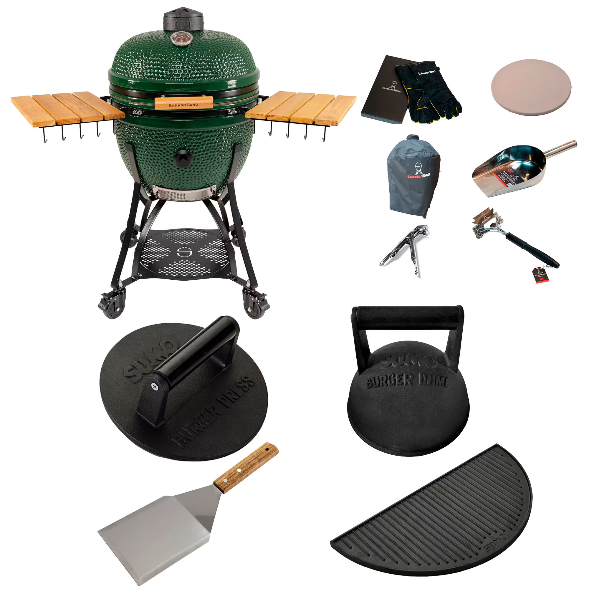 Kamado Sumo Maxi Gen   Kamadogrill Med Smash-pakke  Grøn