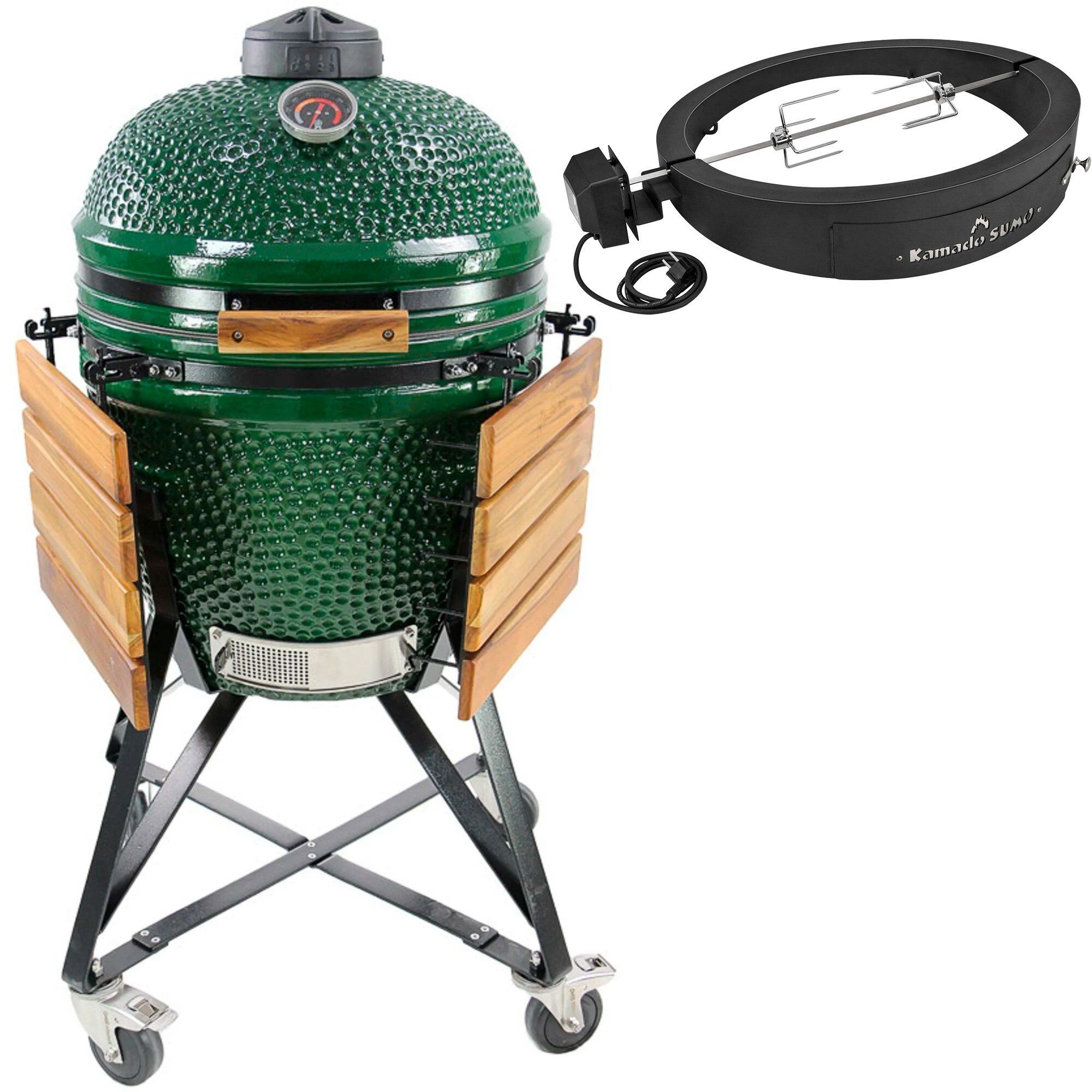 Kamado Sumo Sumo Midi   Grillmesterens Rotisseri Og Pizzaovn  Grøn